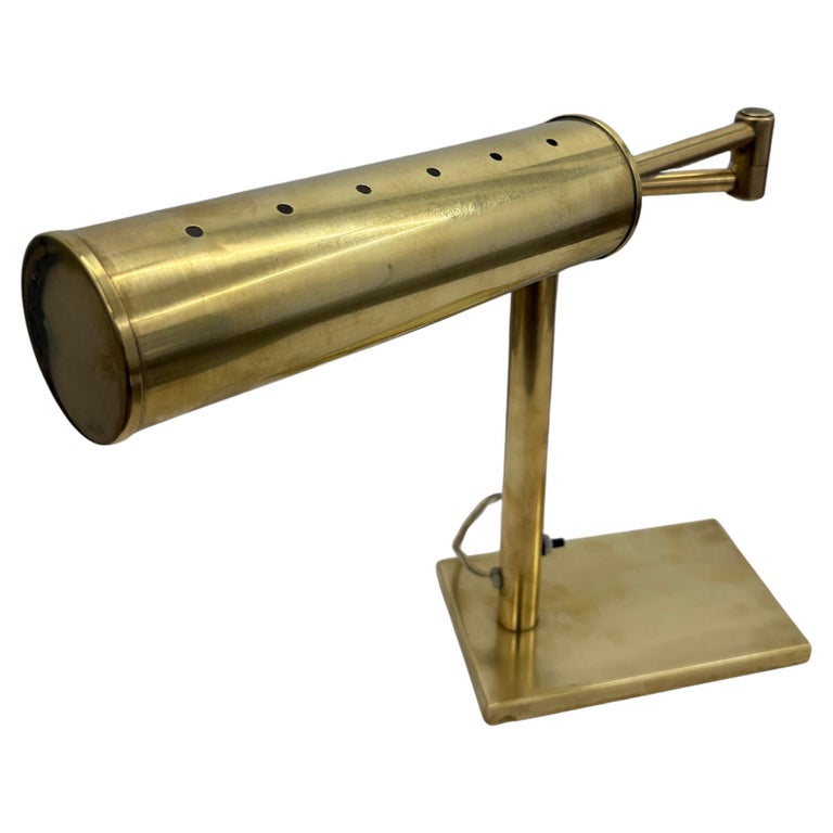 signed nessen Studio Walter Von Nessen Brass Swing Arm Table Lamp