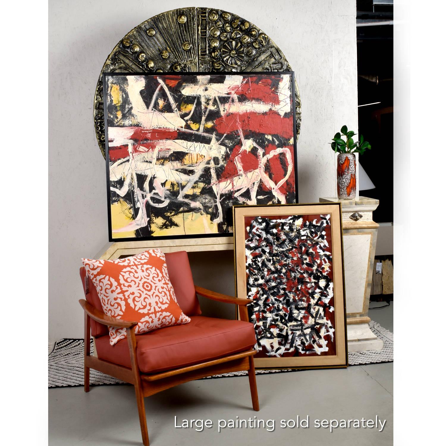 Mid-Century moderno Pittura espressionista astratta firmata in stile Scuola di New York, rossa, nera e gialla in vendita