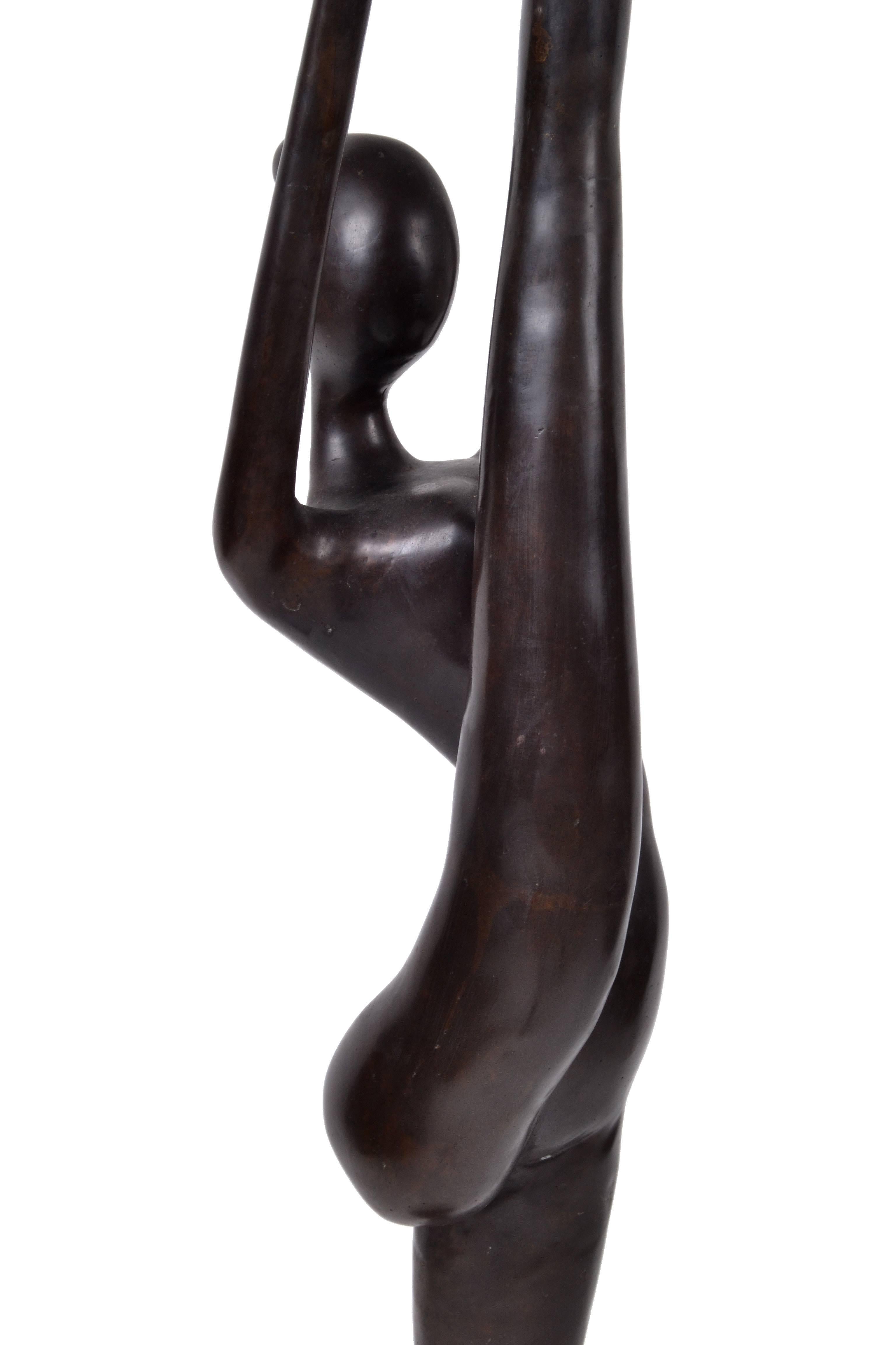 Signed Nude Female Bronze Dancer Sculpture In Excellent Condition In Miami, FL