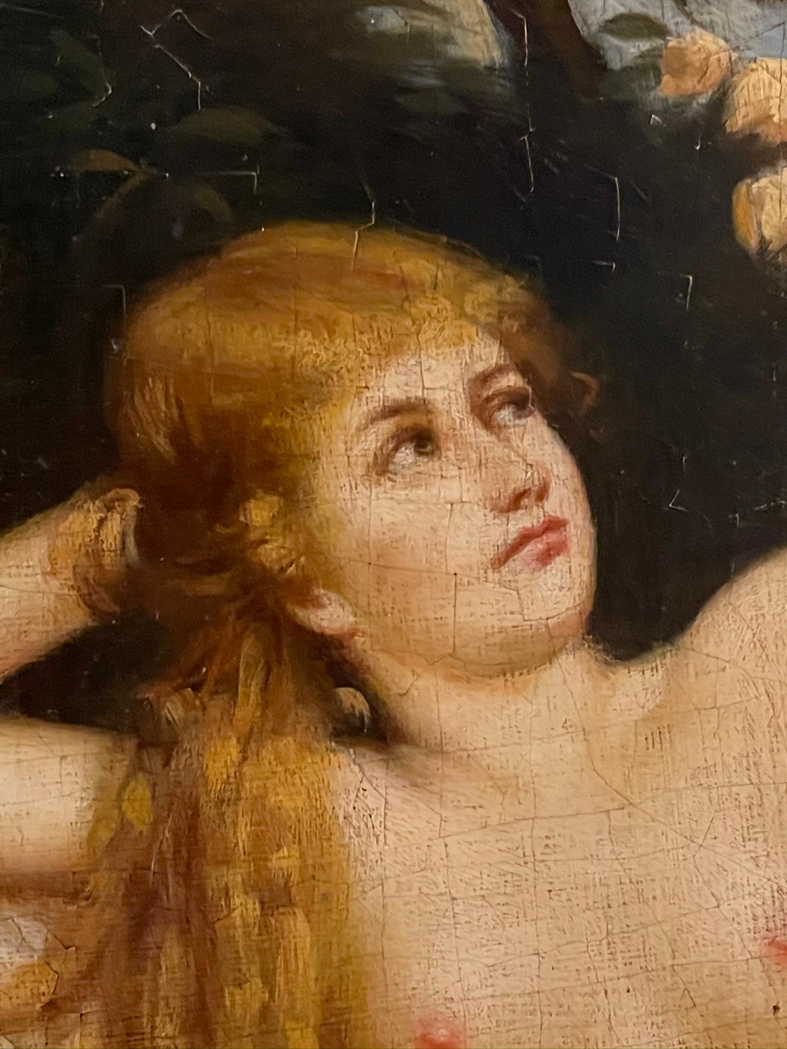Austrian  Period Anton Katzer Signed Nude Painting 