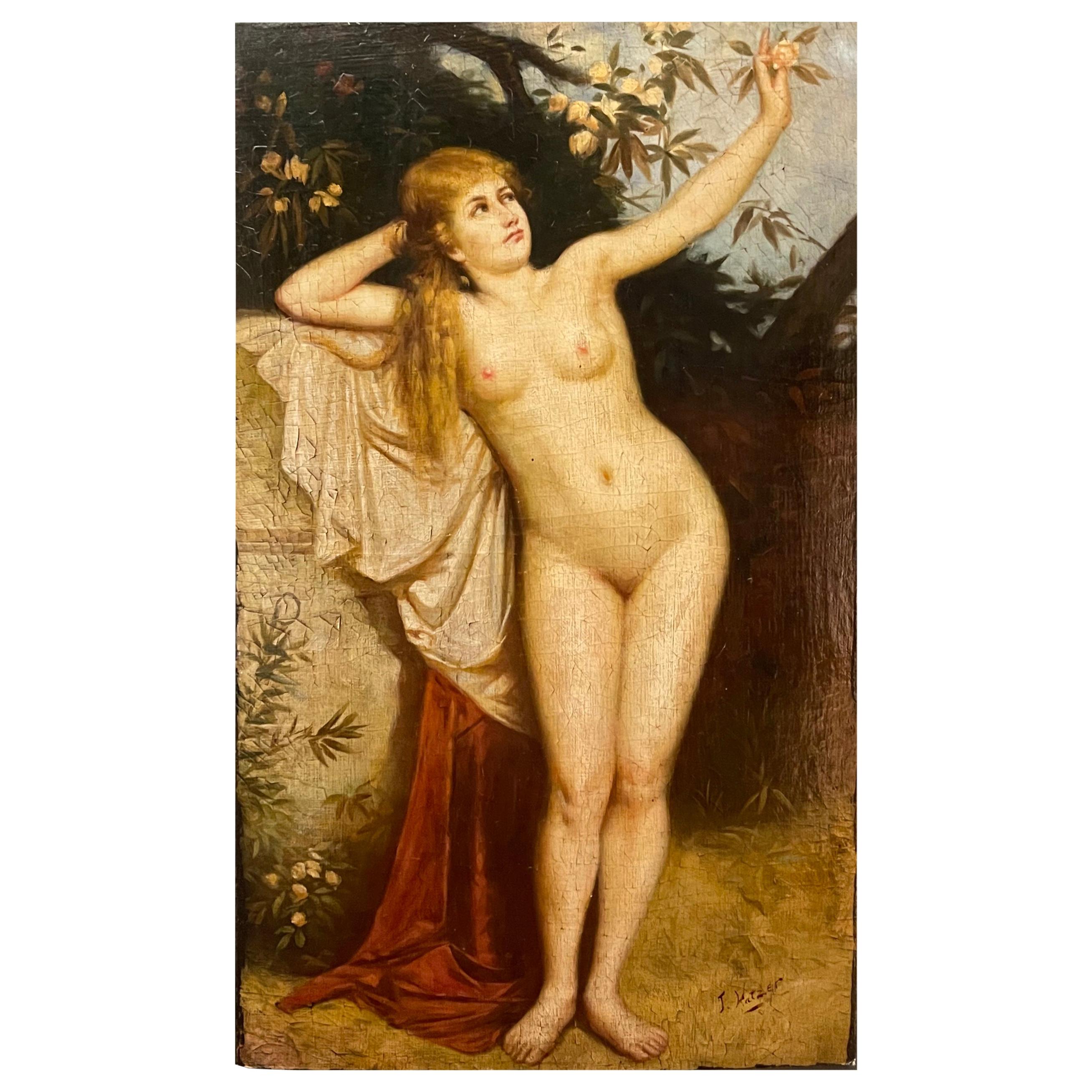  Anton Katzer Signed Nude Painting 
