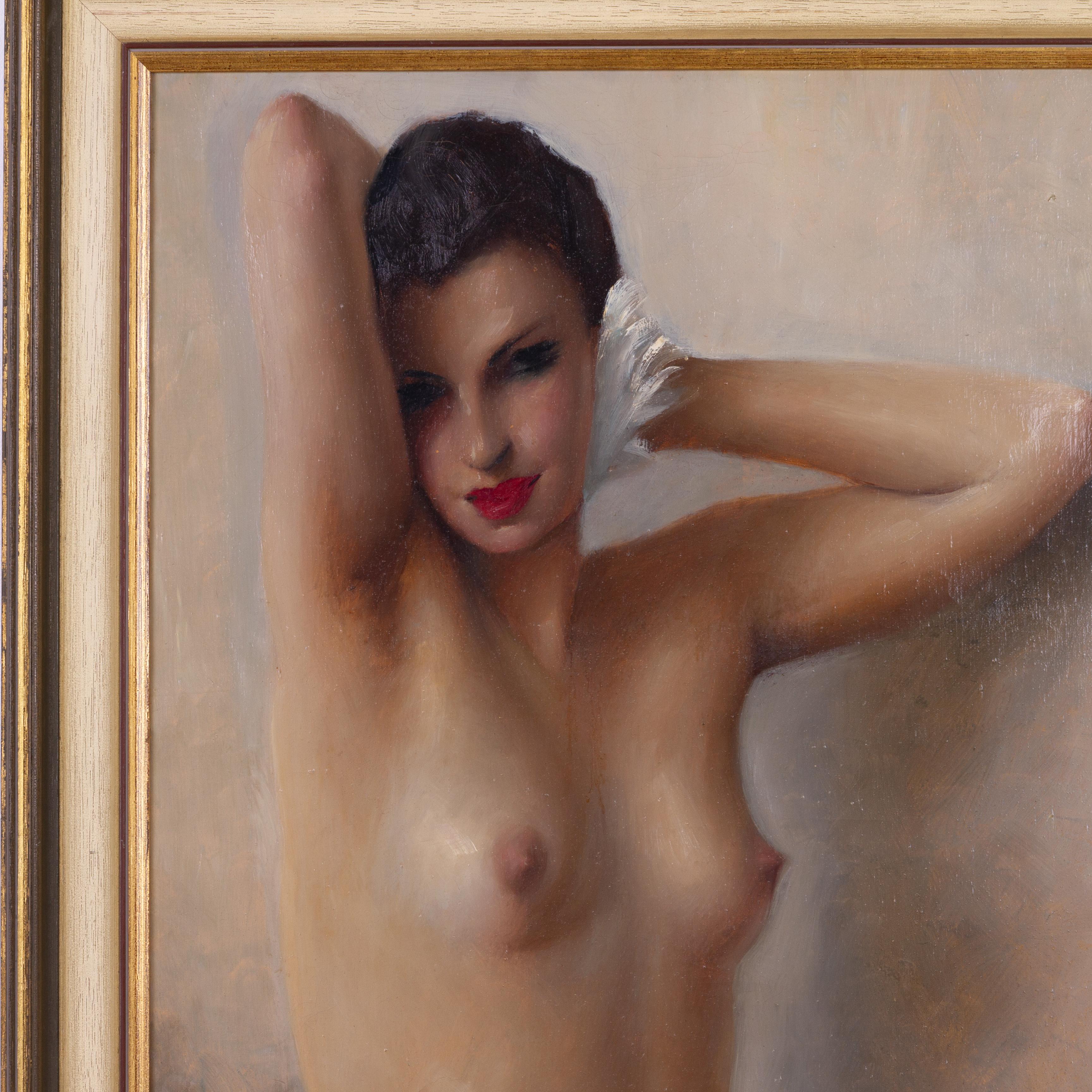In good condition
From a private collection
Free international shipping
Signed Nude Portrait Oil Painting  
