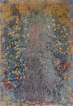 Signed and Numbered Abstract Serigraph "The Ram in Thicket" by Shraga Weil