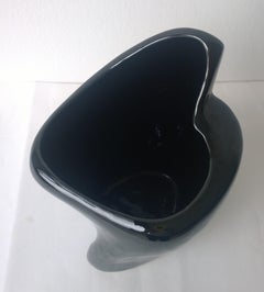 Black Glazed Pottery Organically Shaped Vase or Vessel by Frankoma