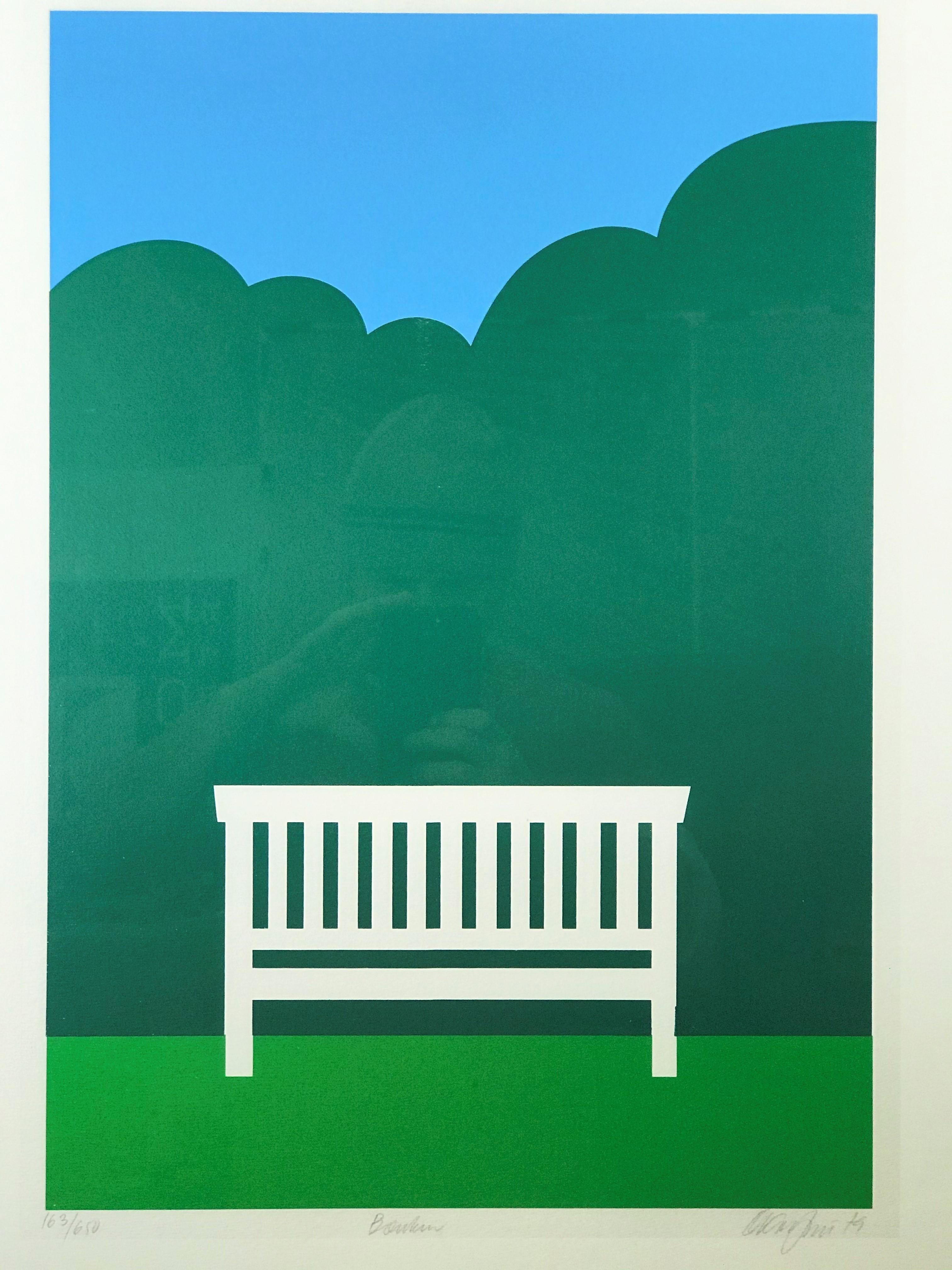 Signed and Numbered Minimalist Postmodern Serigraph by Ole Kortzau The Bench  2