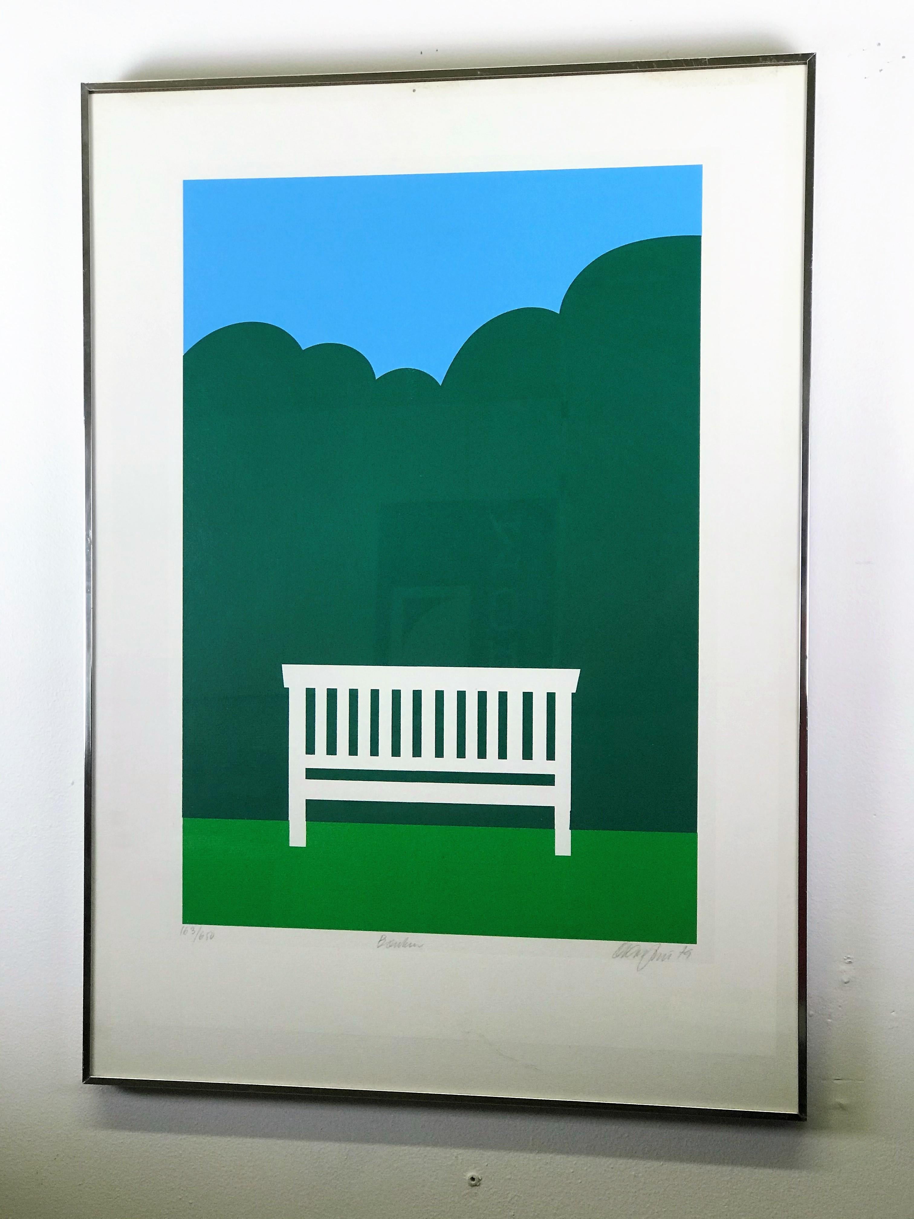 Signed and Numbered Minimalist Postmodern Serigraph by Ole Kortzau The Bench  3