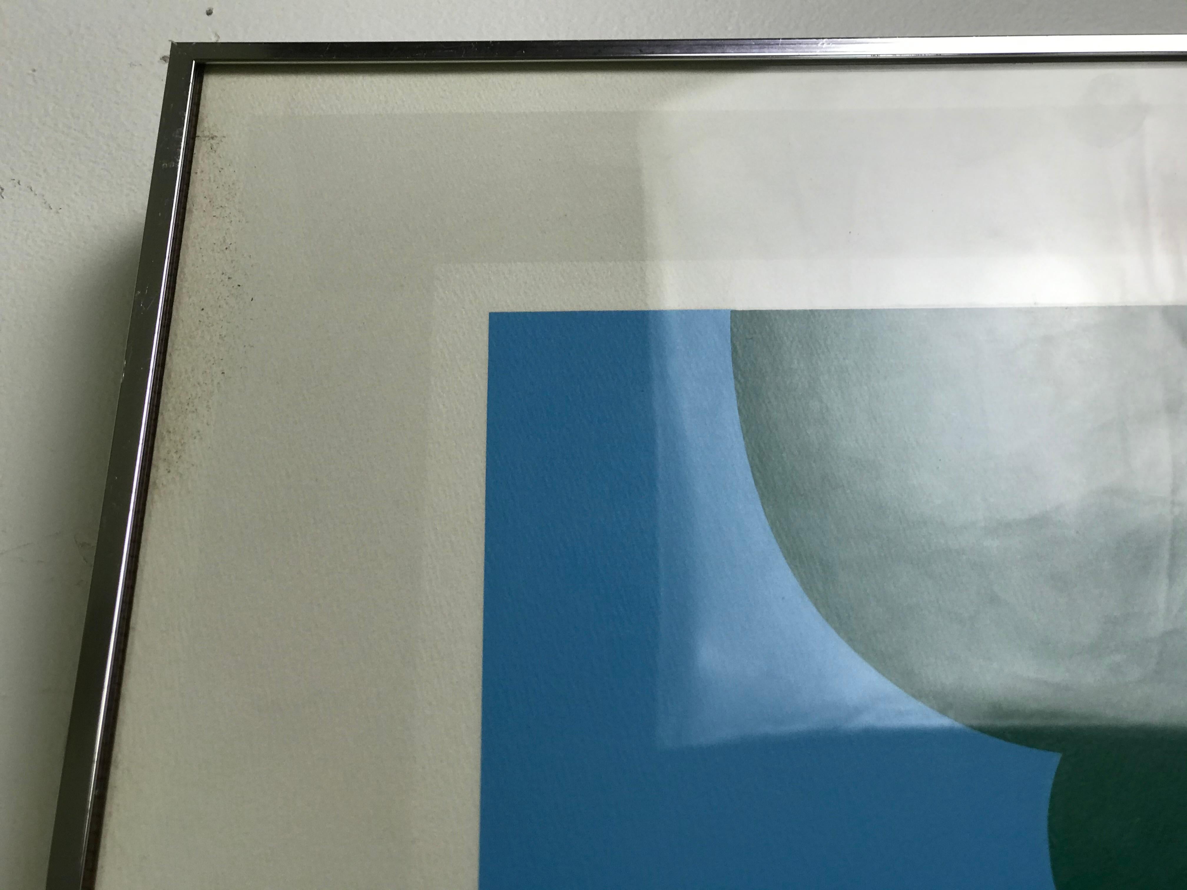 Late 20th Century Signed and Numbered Minimalist Postmodern Serigraph by Ole Kortzau The Bench 