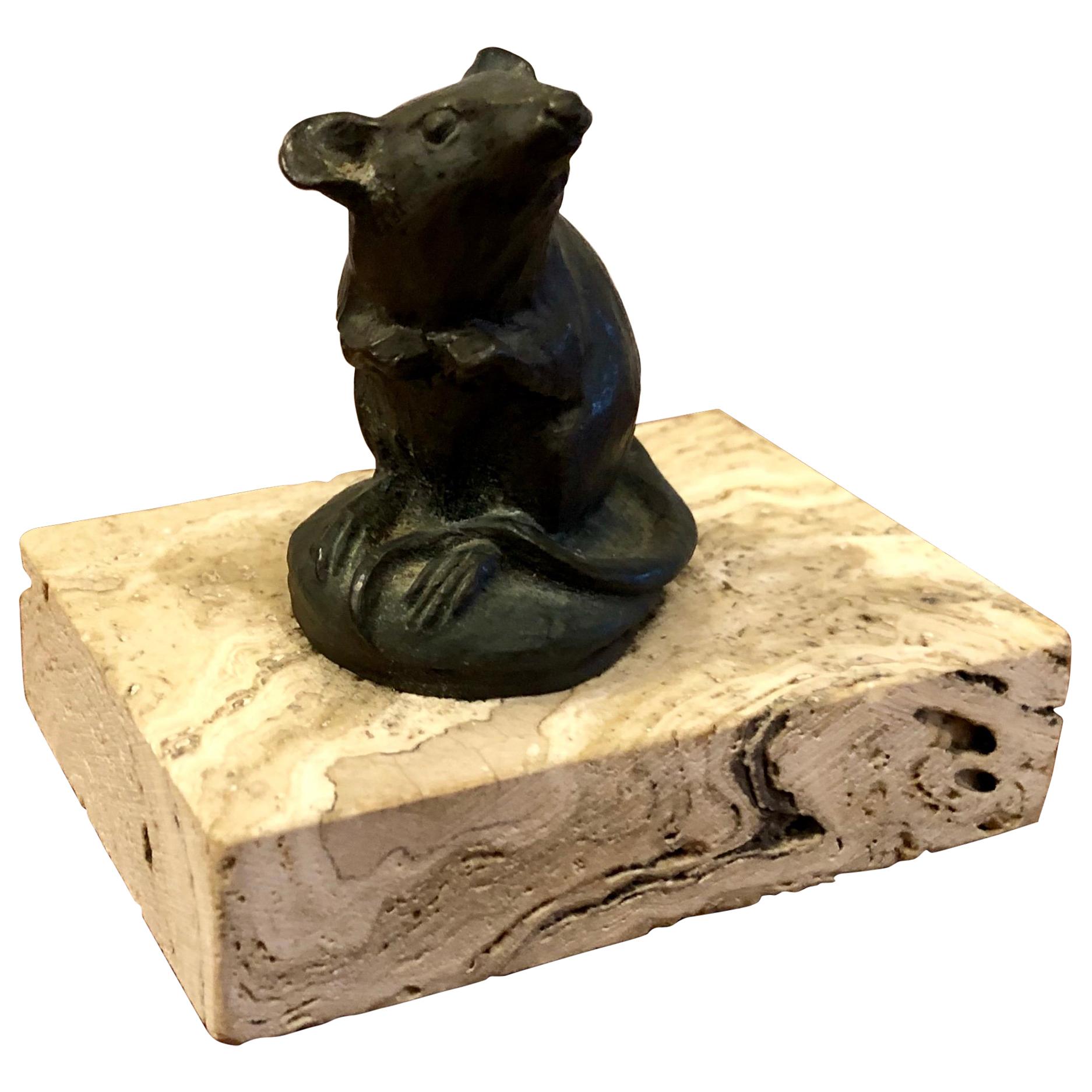 Sculpture originale de souris en bronze signée et numérotée par l'artiste Siggy Puchta