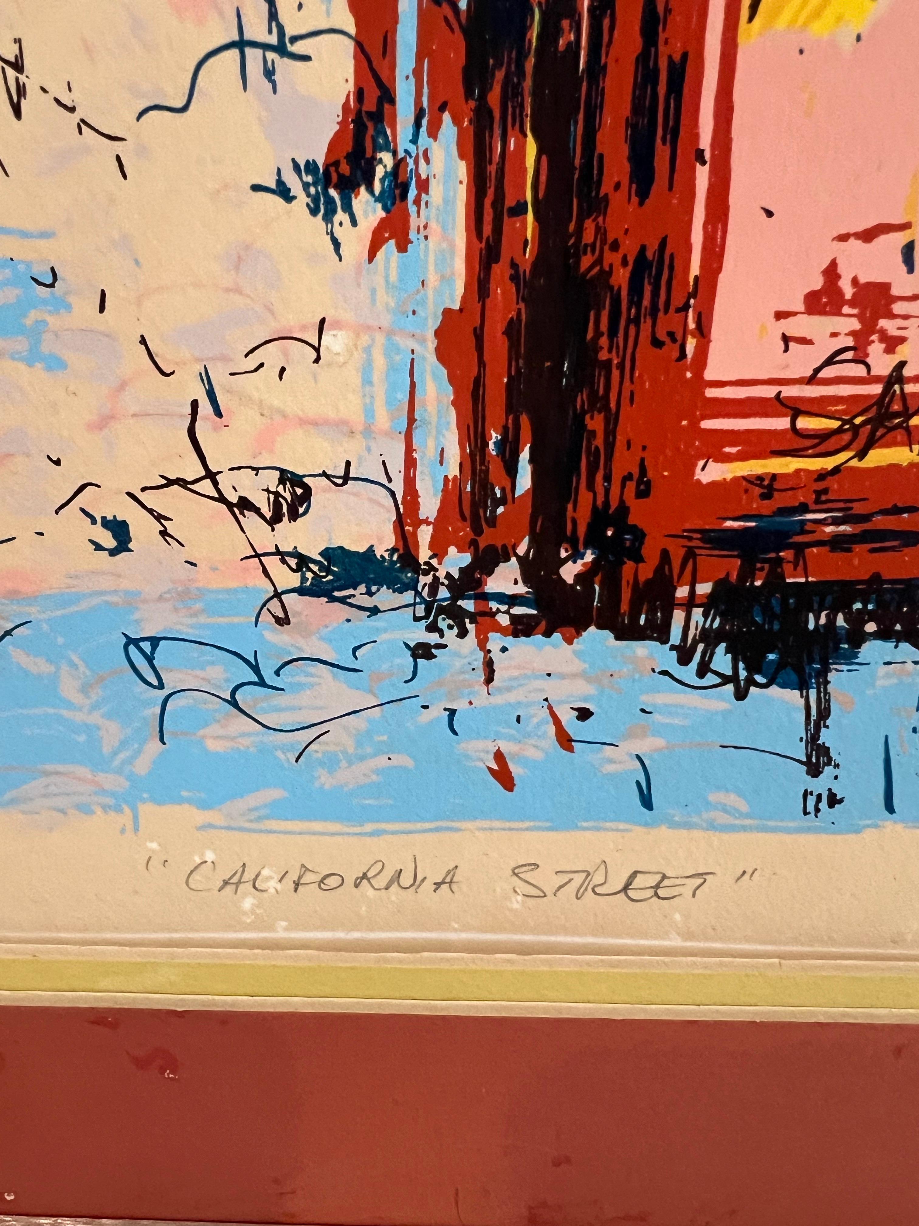 Mid-Century Modern Lithographie originale numérotée et signée de l'artiste californien John West 90/100 en vente