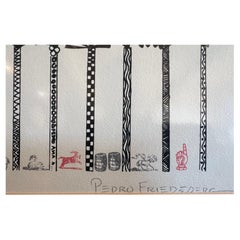 Serigrafia originale firmata e numerata di Pedro Friedeberg "Palmeras" 50/100