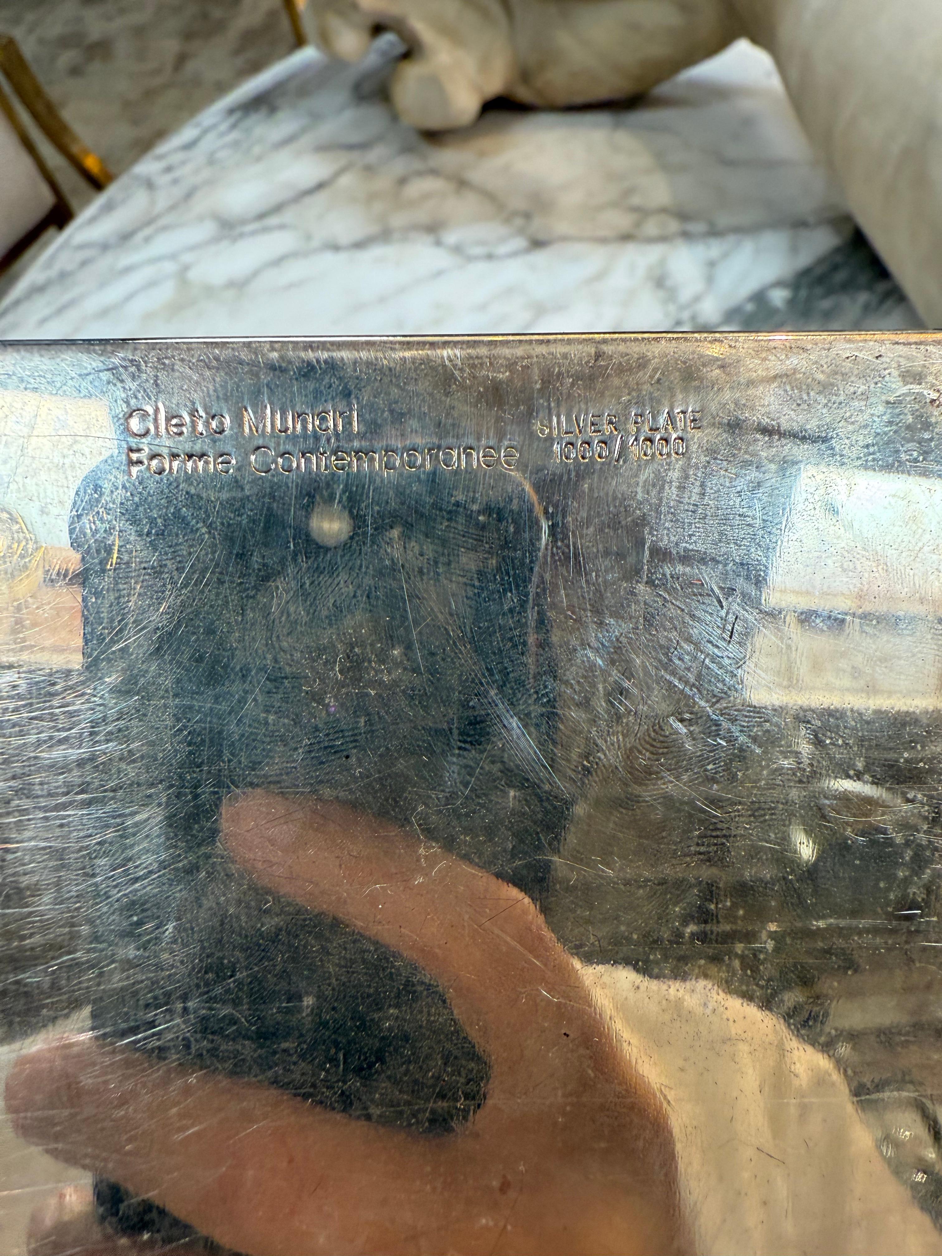 Modern Signed & Numbered Silver-Plated Engraved Box by Cleto Munari For Sale