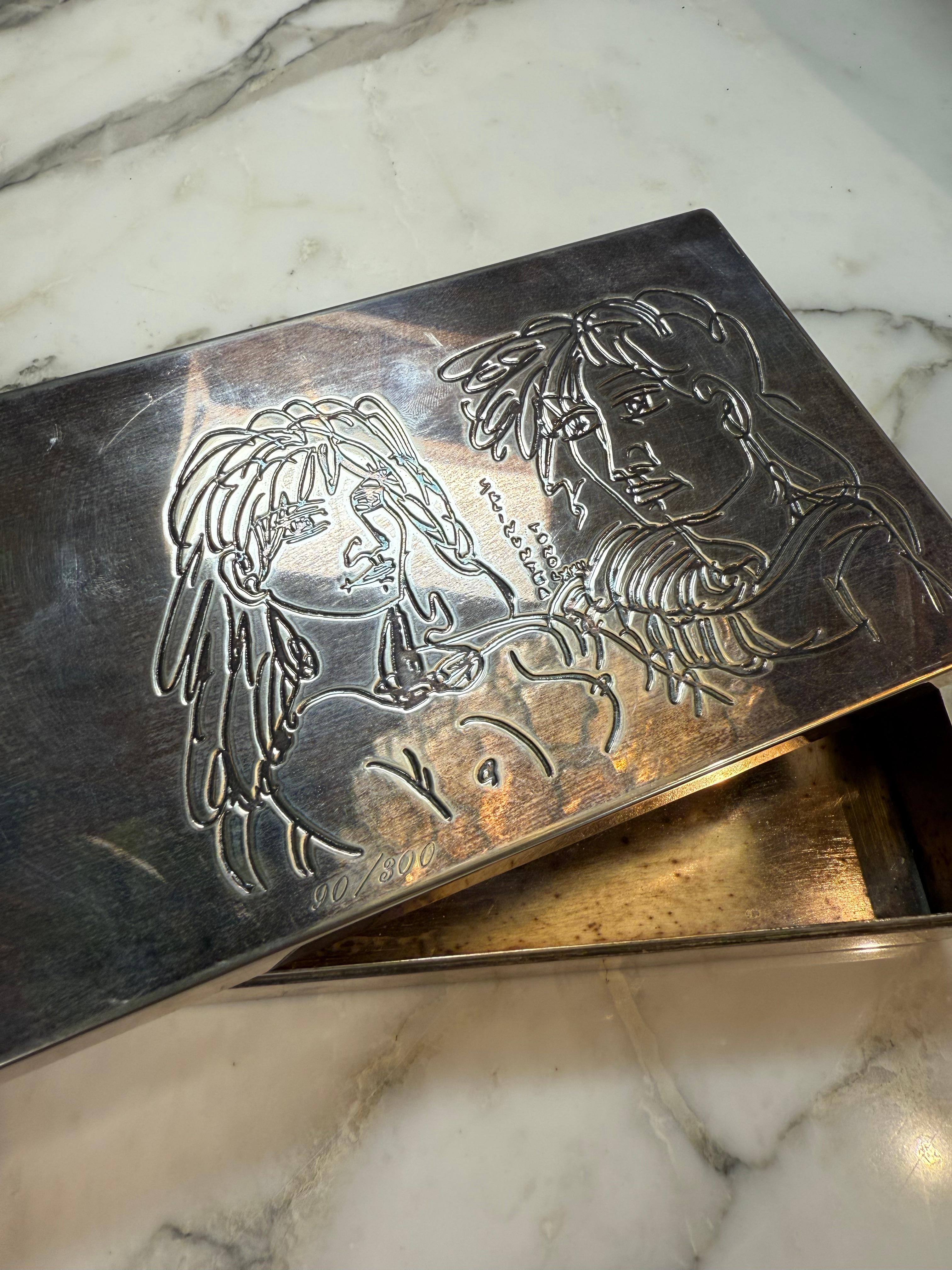 Italian Signed & Numbered Silver-Plated Engraved Box by Cleto Munari For Sale