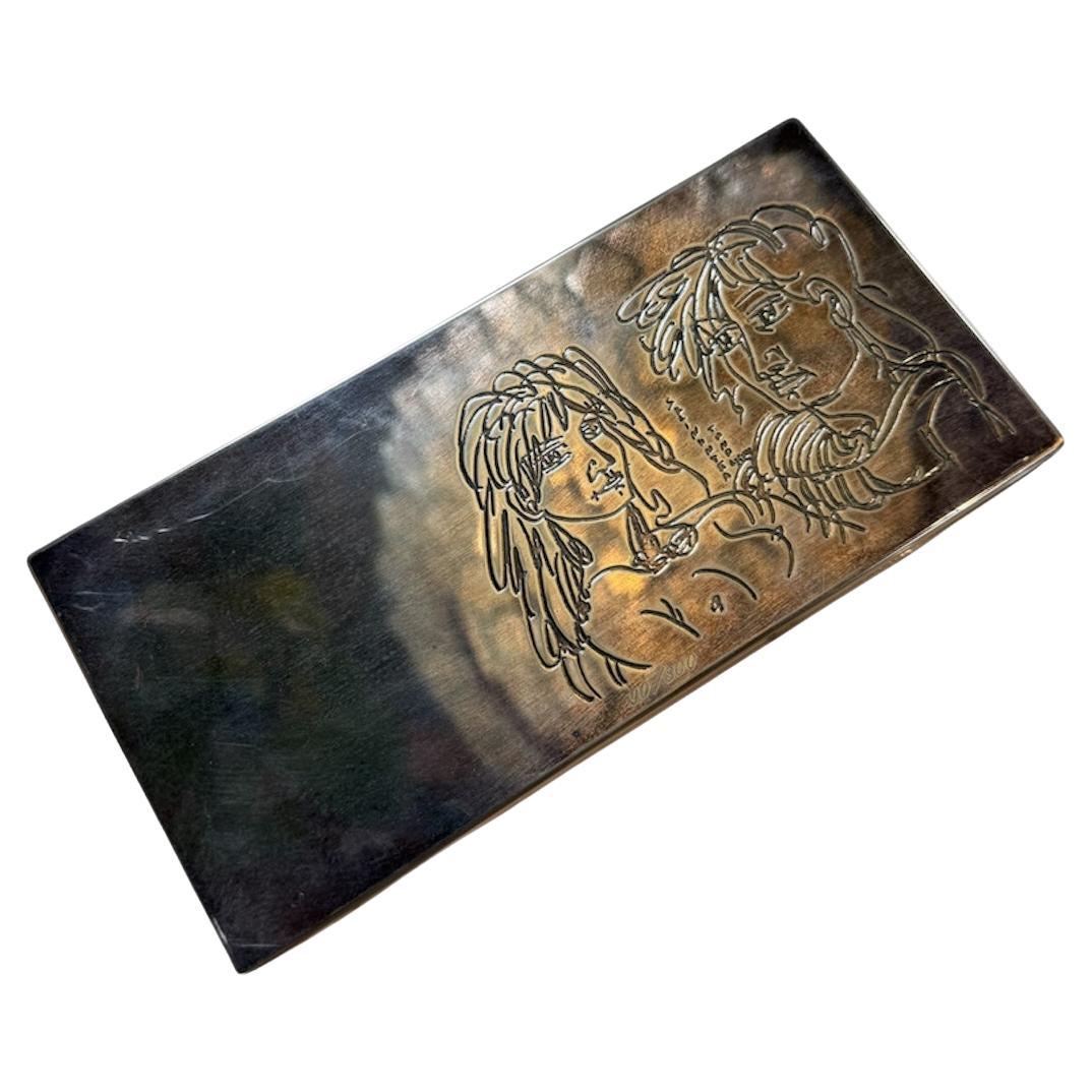 Signed & Numbered Silver-Plated Engraved Box by Cleto Munari For Sale