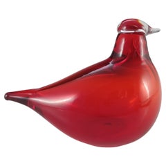 SIGNED Nuutajarvi Notsjo Oiva Toikka Red Glass 'Little Tern' Bird