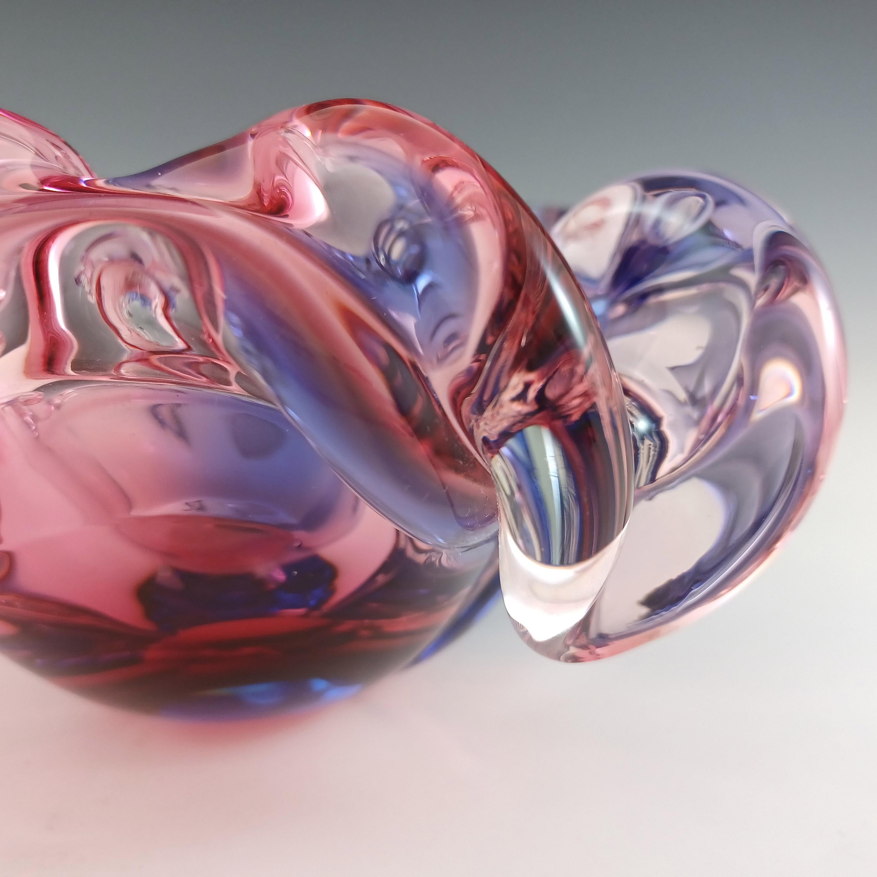 SIGNED Oball Murano Pink & Blue Glass Organic Ashtray Bowl 1