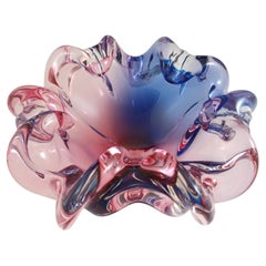 SIGNÉ Murano Bol cendrier organique en verre rose et bleu