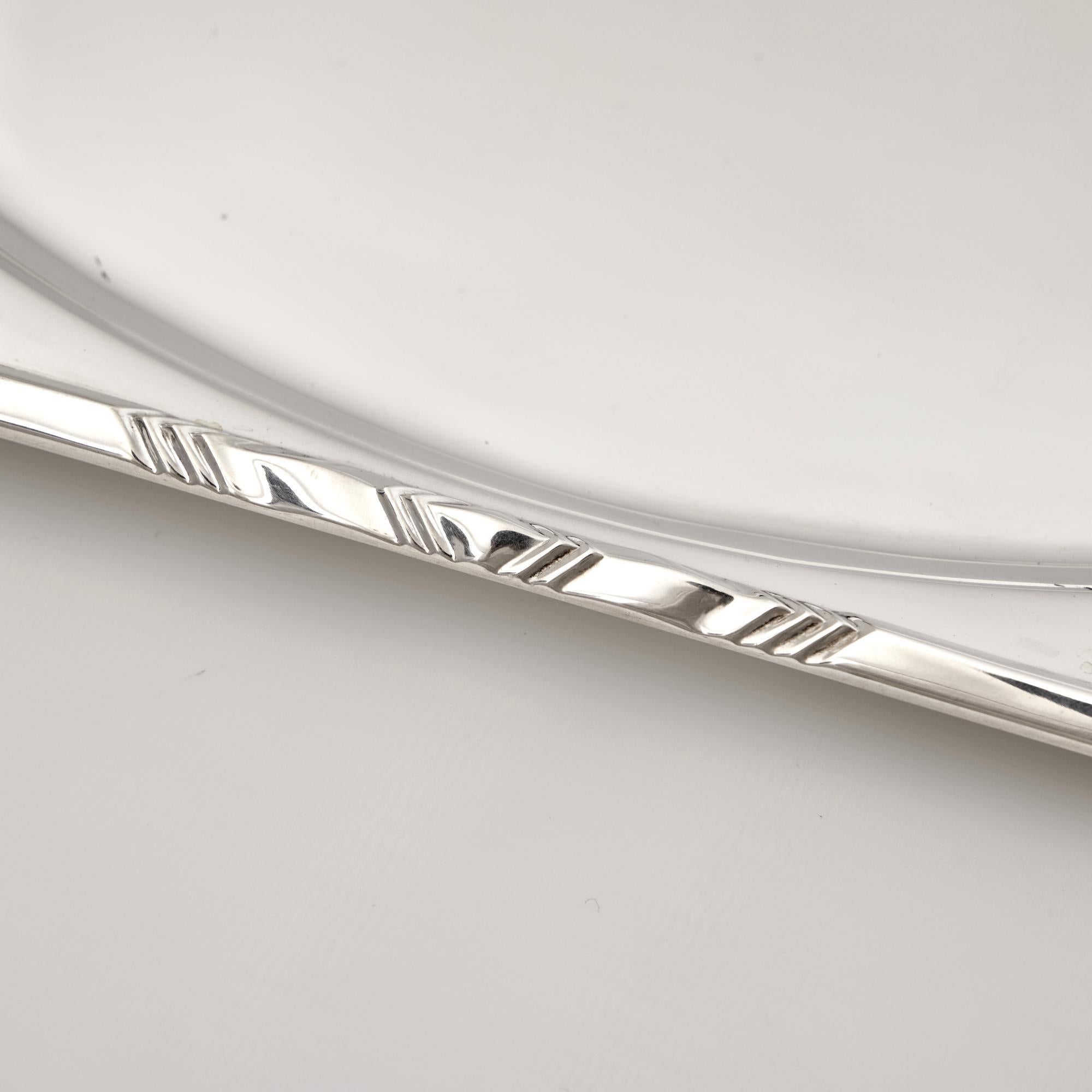 Sterling Silver Signed octagonal Art Deco silver serving tray For Sale