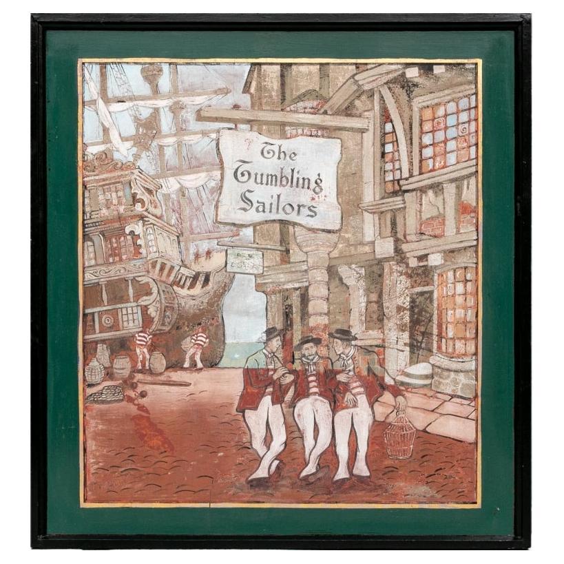 Signed Oil on Board Titled "the Tumbling Sailors"