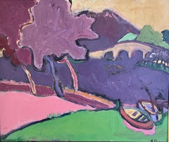 Pittura espressionista firmata olio su tela, anni '60 ca.
