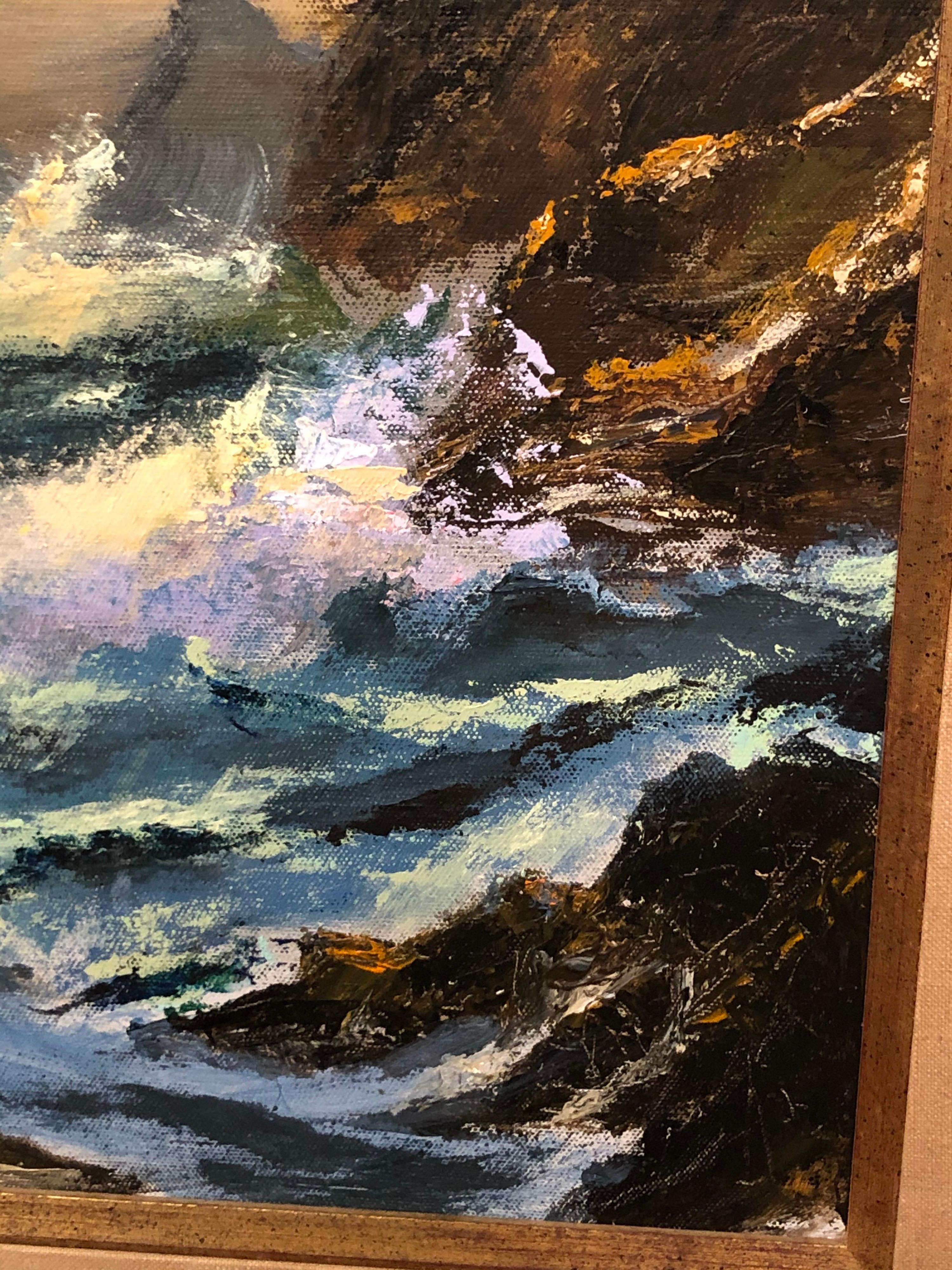 Signed Oil on Canvas of Ocean Waves  For Sale 3