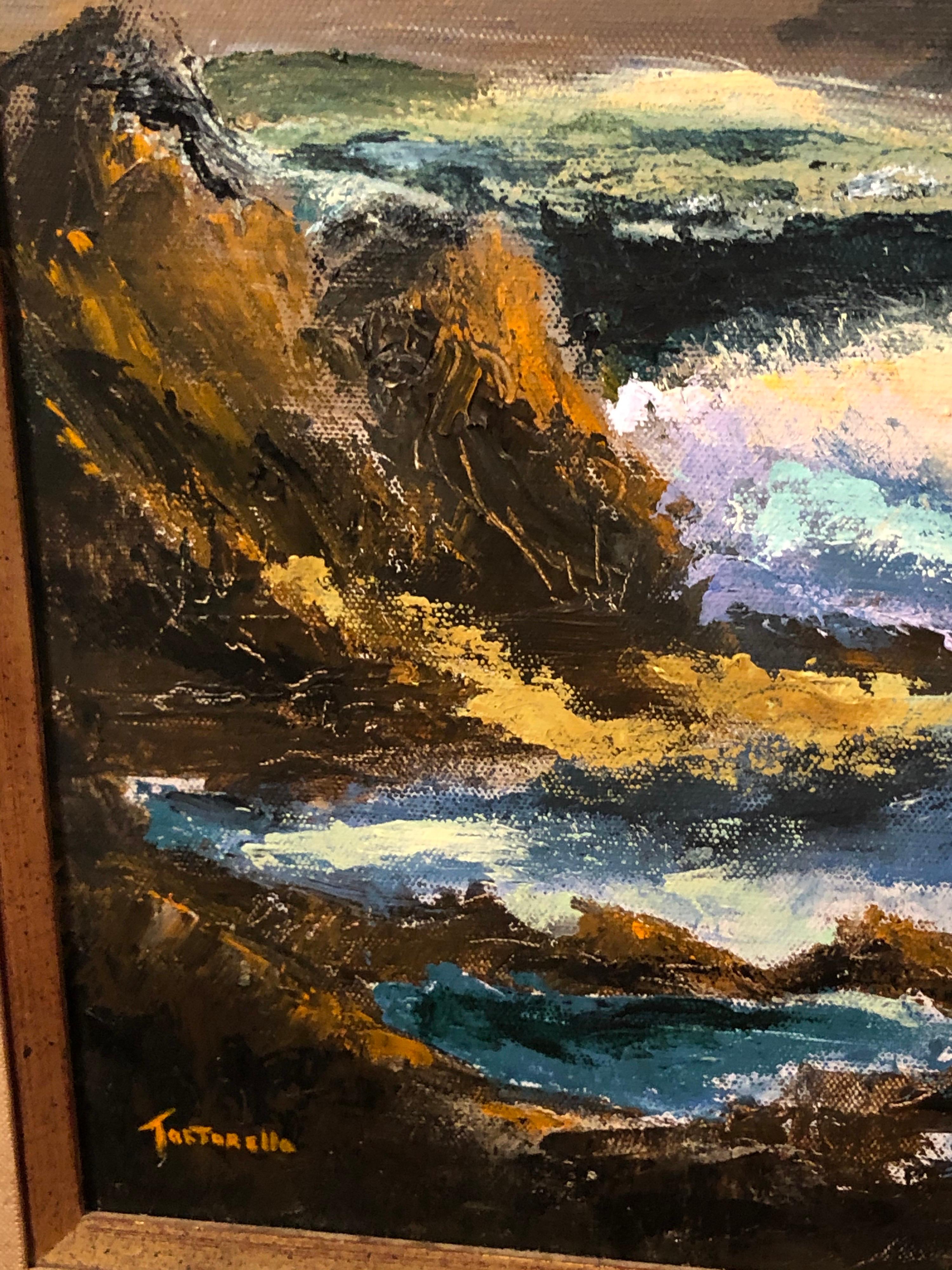 Huile sur toile signée des vagues de l'océan  en vente 4