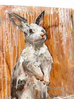 Signiertes Gemälde des kubanischen Malers Eric Alfaro, Öl auf Leinwand, „Rabbit“