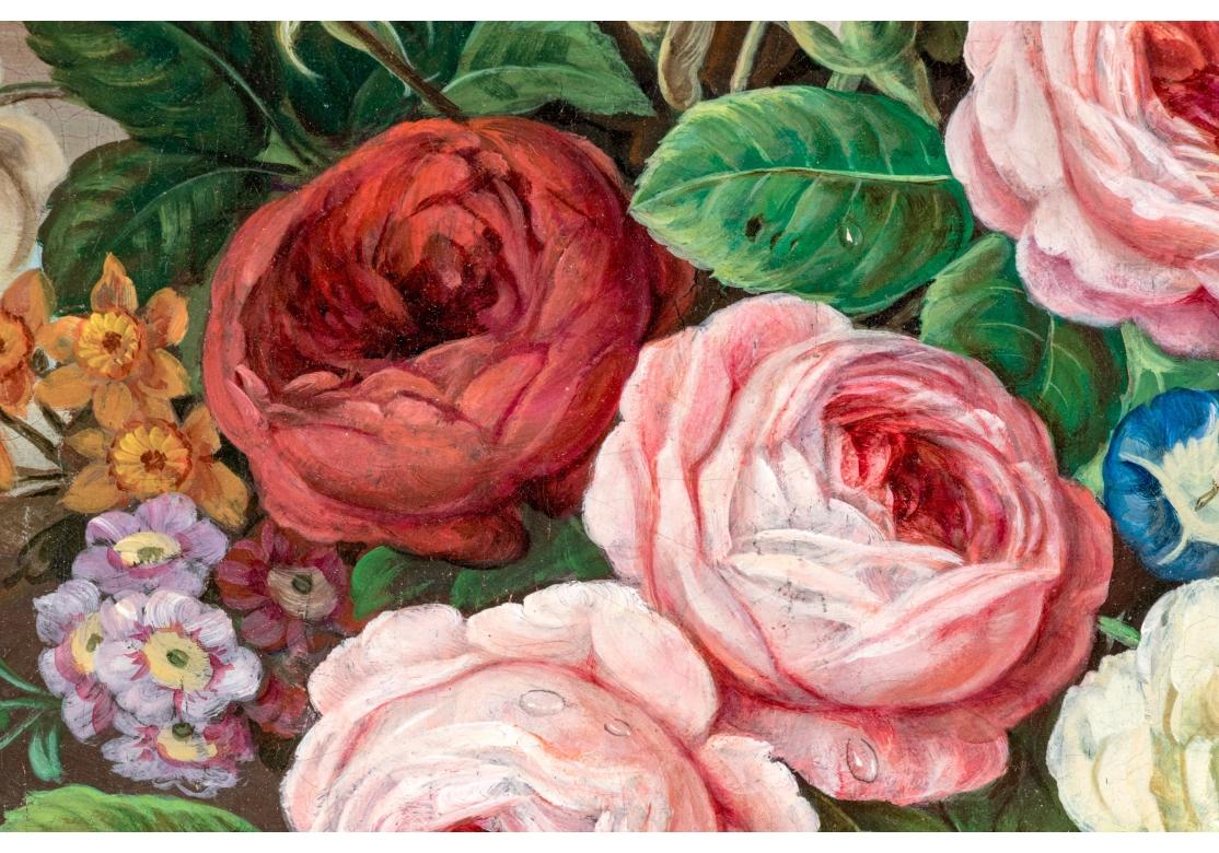 Country Signed Oil On Canvas, Still Life Floral Bouquet For Sale
