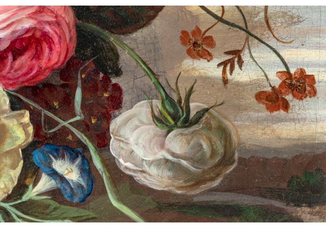 Signed Oil On Canvas, Still Life Floral Bouquet In Distressed Condition For Sale In Bridgeport, CT