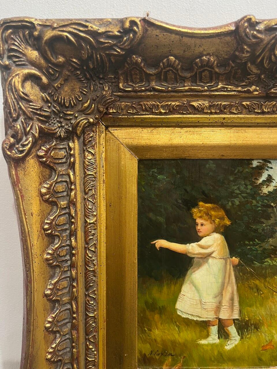 Óleo sobre tabla firmado por N. Henry Bingham en Bueno estado para la venta en Houston, TX