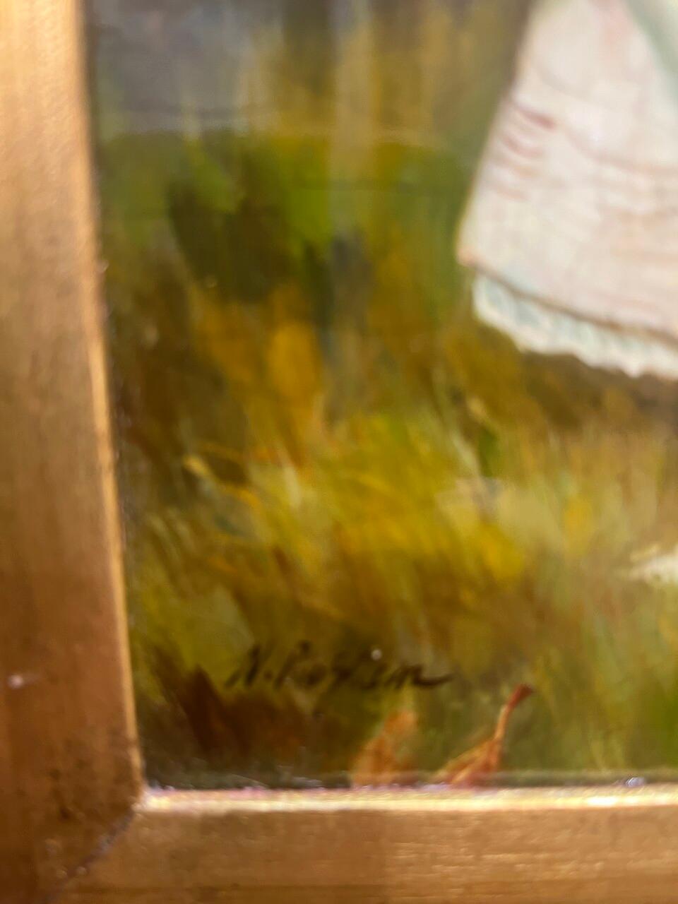 Óleo sobre tabla firmado por N. Henry Bingham siglo XX en venta