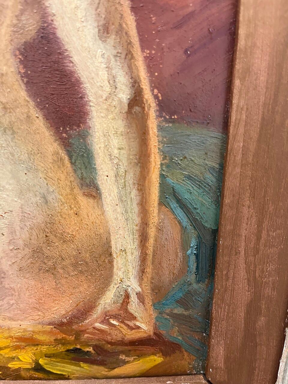 Signiertes Öl auf Platte Weiblicher Akt (Sonstiges) im Angebot