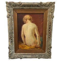 Signed Oil on Panel Female Nude