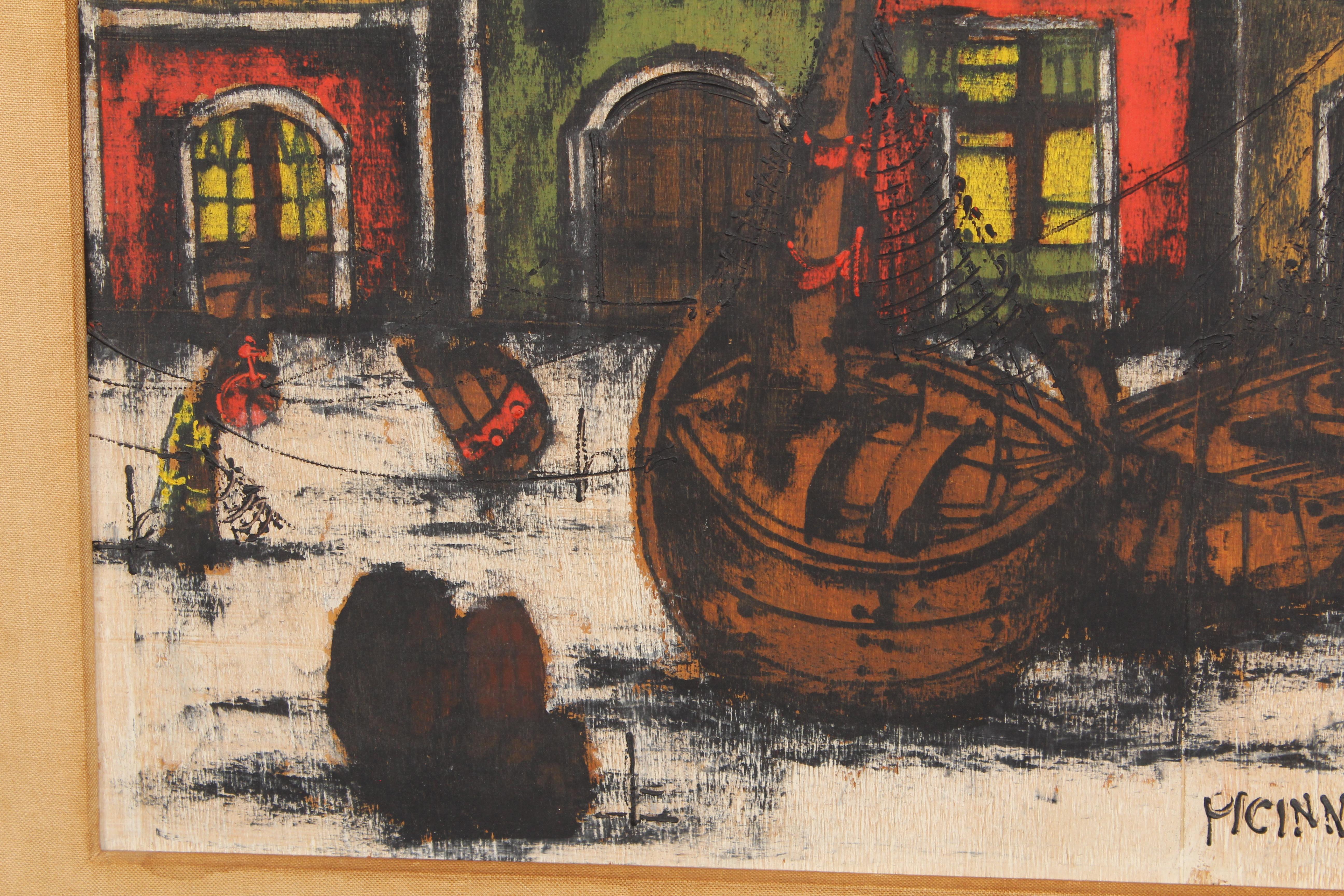 Signiertes Gemälde (Öl auf Holz) von Gennaro Piccini, 