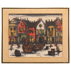 Signiertes Gemälde (Öl auf Holz) von Gennaro Piccini, "Amsterdam", 1960