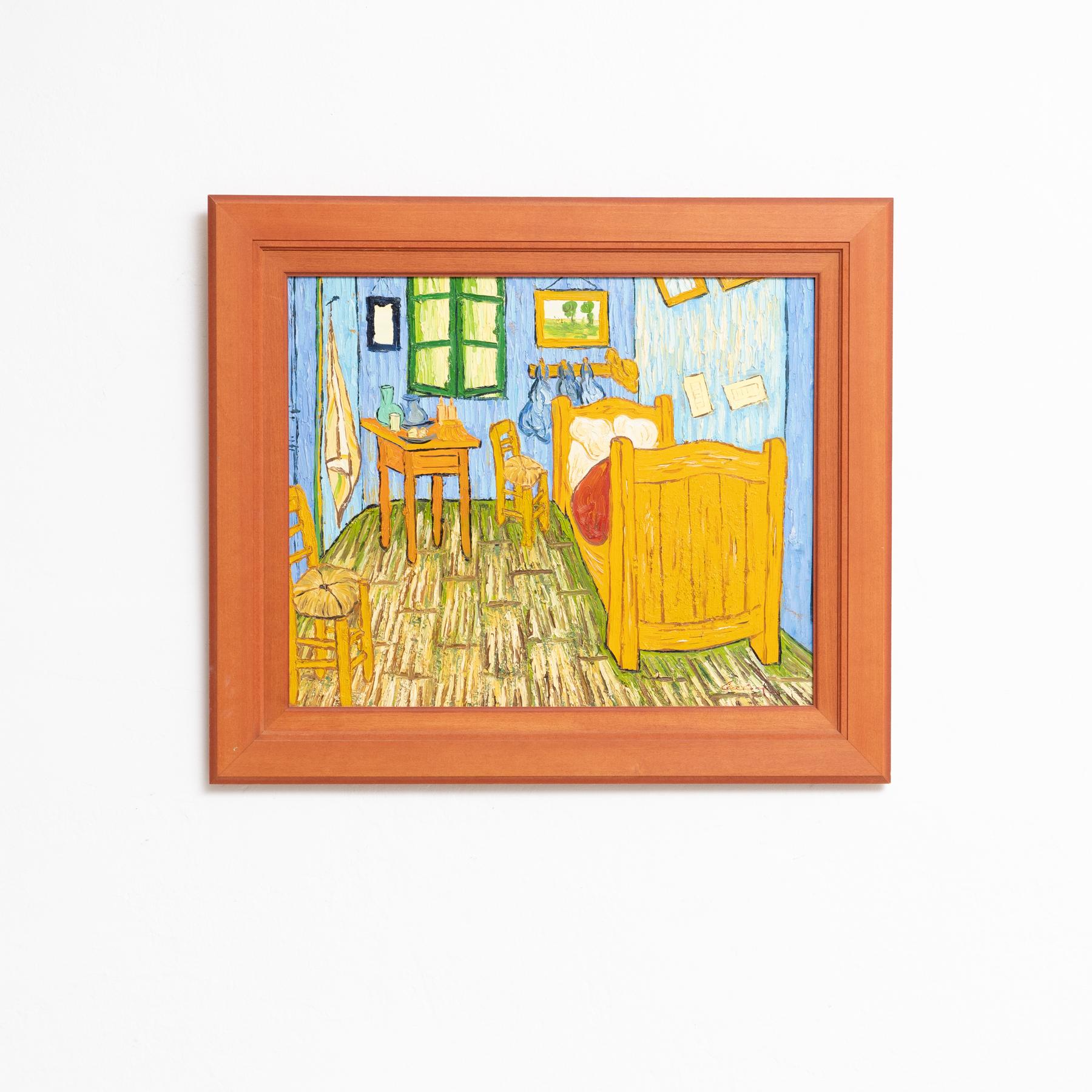 Questo dipinto a olio firmato dall'artista olandese Geelong offre una straordinaria riproduzione della famosa opera di Vincent van Gogh 