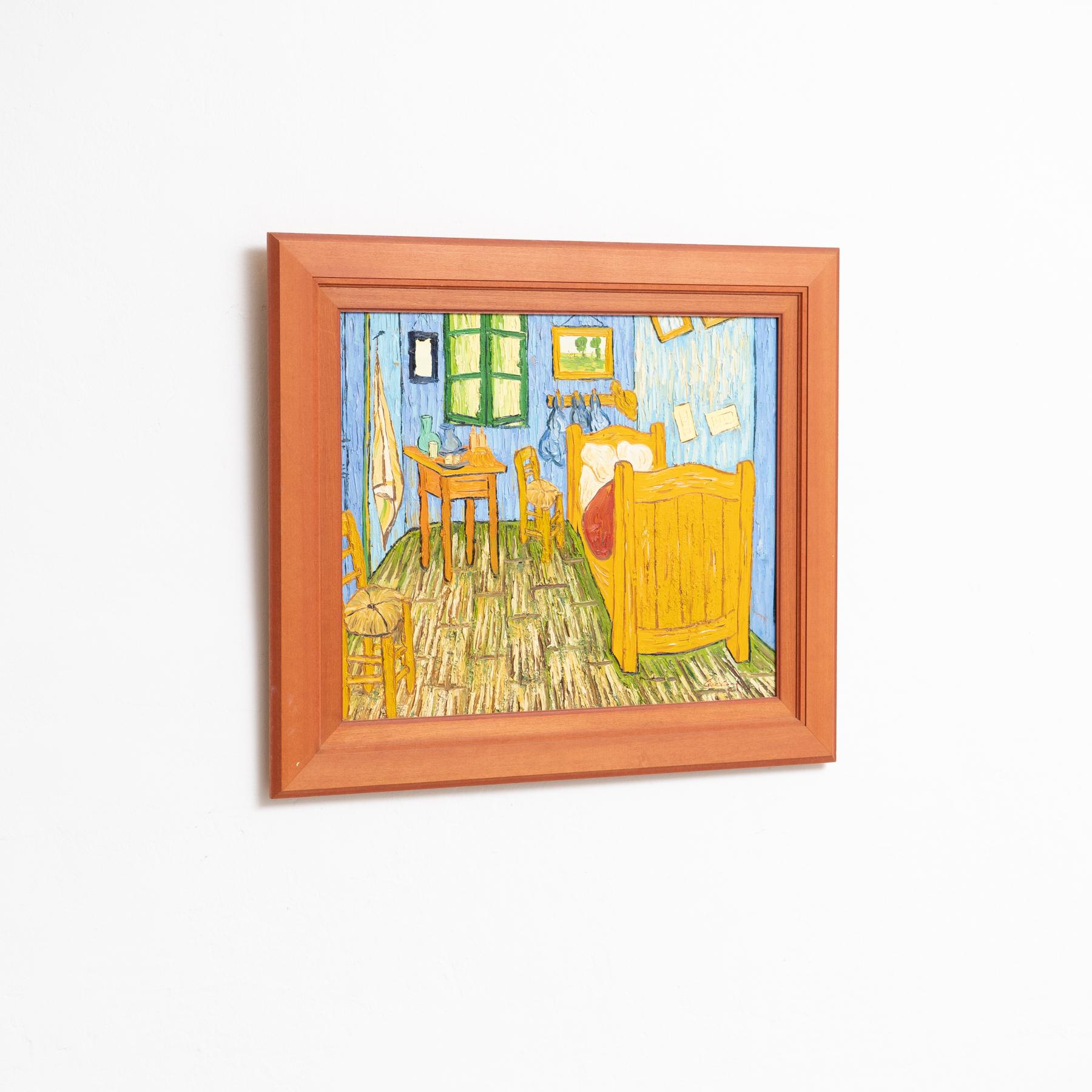 Olandese Pittura ad olio firmata dall'artista olandese Geelong dopo Van Gogh 'La camera da letto' in vendita