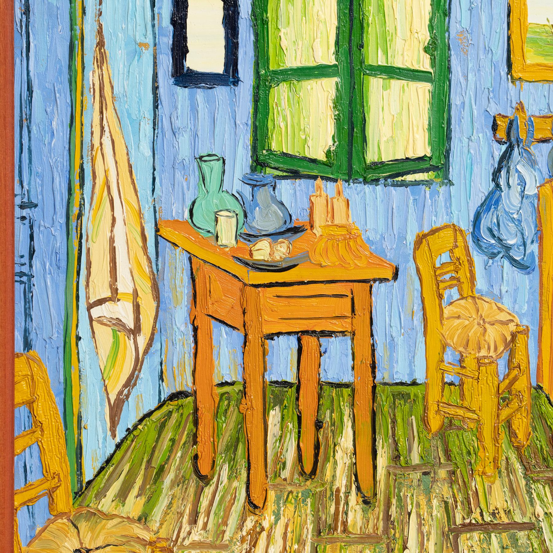 Fine XX secolo Pittura ad olio firmata dall'artista olandese Geelong dopo Van Gogh 'La camera da letto' in vendita