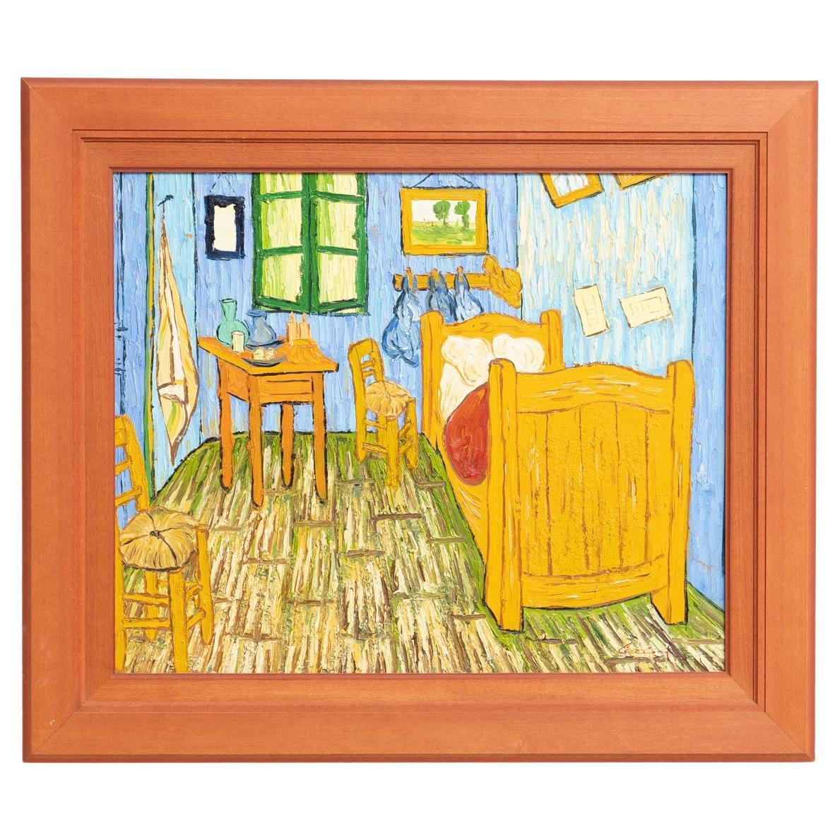 Signed Oil Painting by Dutch Artist Geelong after Van Gogh 'The Bedroom'