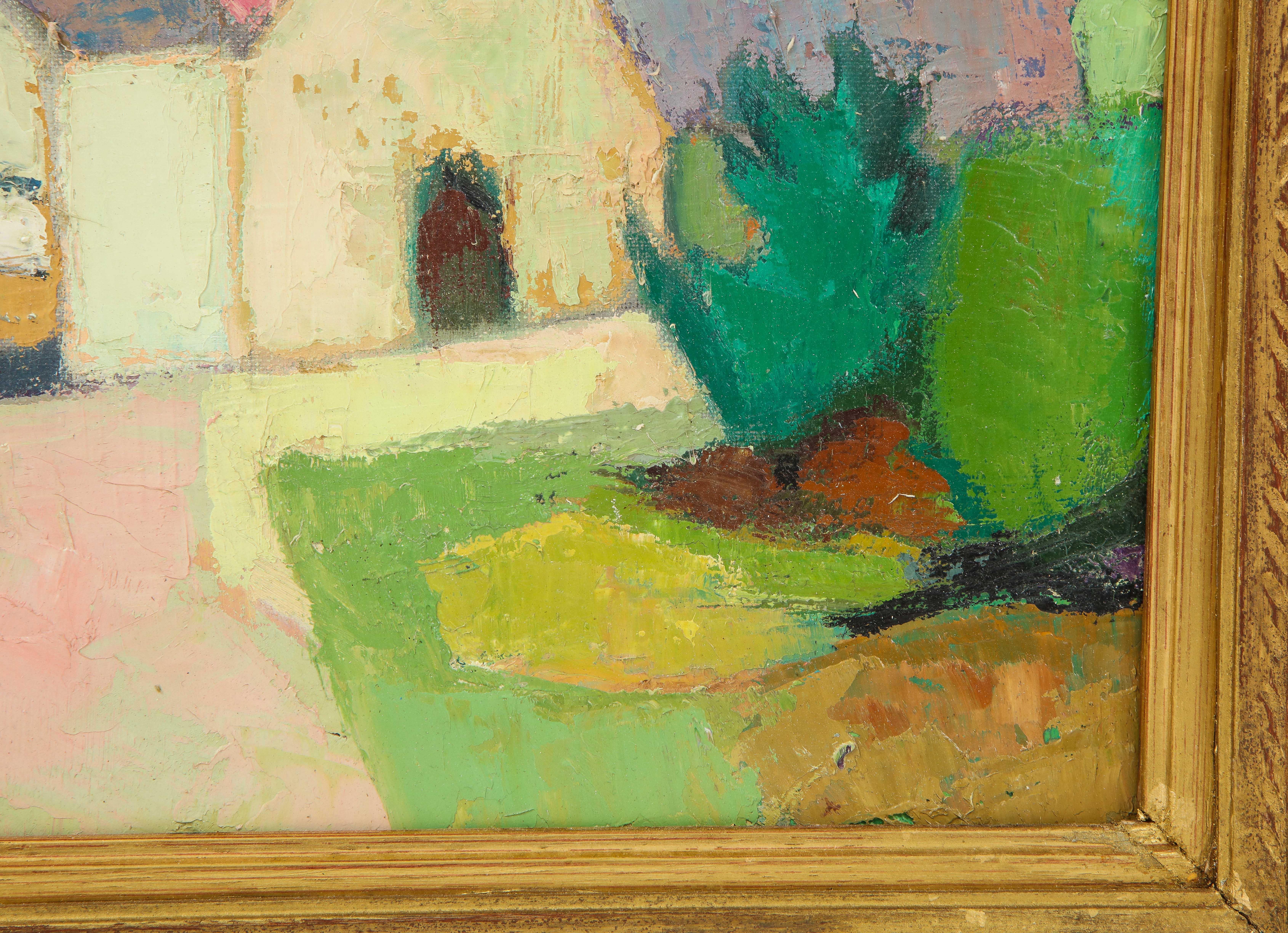 Peinture à l'huile signée par Maryvonne Le Deist Bon état à New York, NY