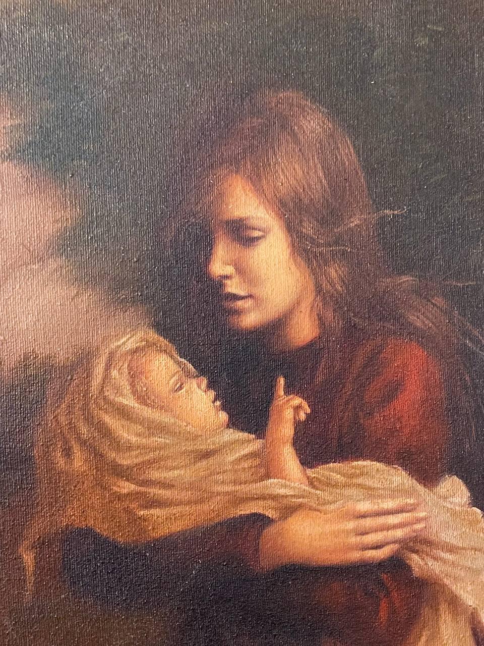 Pittura ad olio firmata di Mother & Child in vendita 1