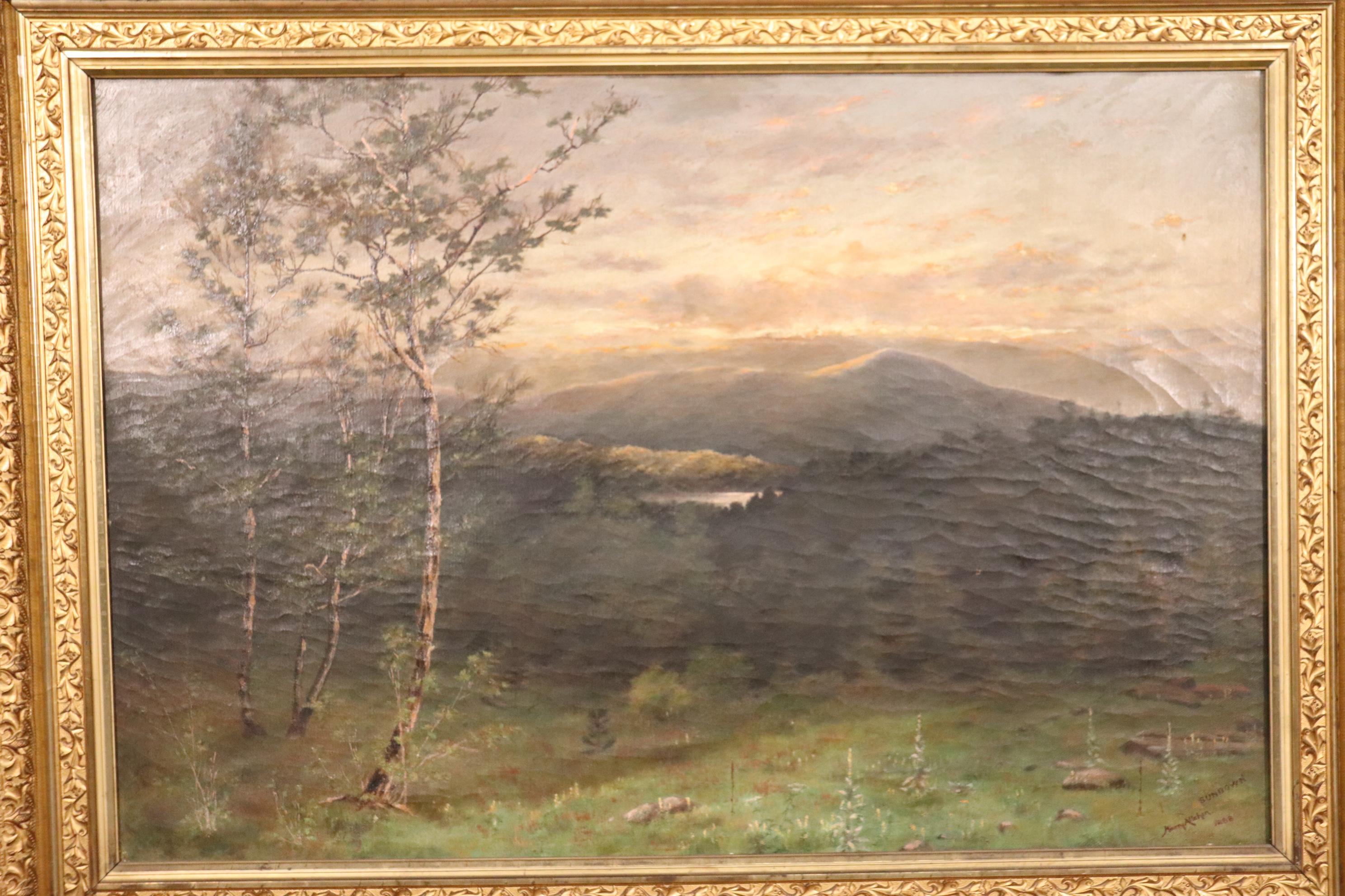 This is a beautiful painting by Sir William Henry Allchin. The painting is in good condition and has a wonderful frame and scenery. The painting measures: 34.5 tall x 46.75 wide x 3.75 deep. The painting itself measures: 25.5 inches tall x 37.5 wide.
