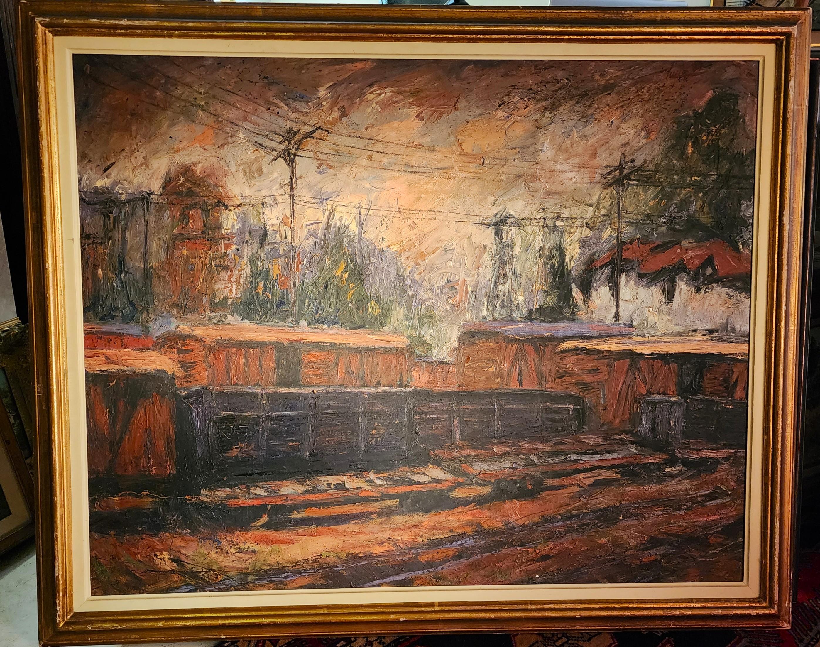 Für die vollständige Artikelbeschreibung klicken Sie auf Mehr Details unten.

Wir bieten eine unserer jüngsten Palm Beach Estate Fine Art Acquisitions of A
Signiertes Ölgemälde auf Leinwand 1989

Die Größe des Rahmens ist der Grund für die hohen