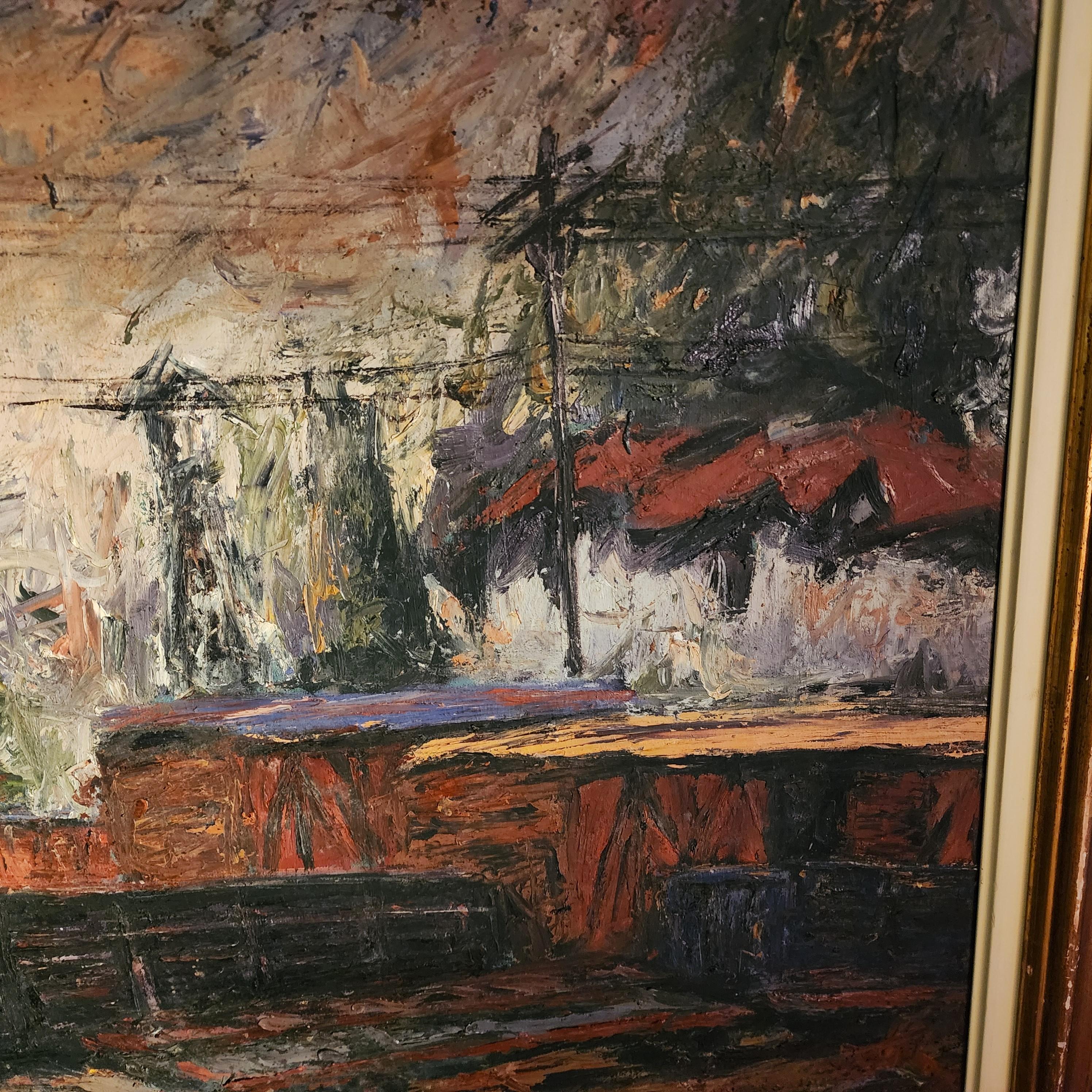 Signiertes Ölgemälde auf Leinwand 1989 im Angebot 4