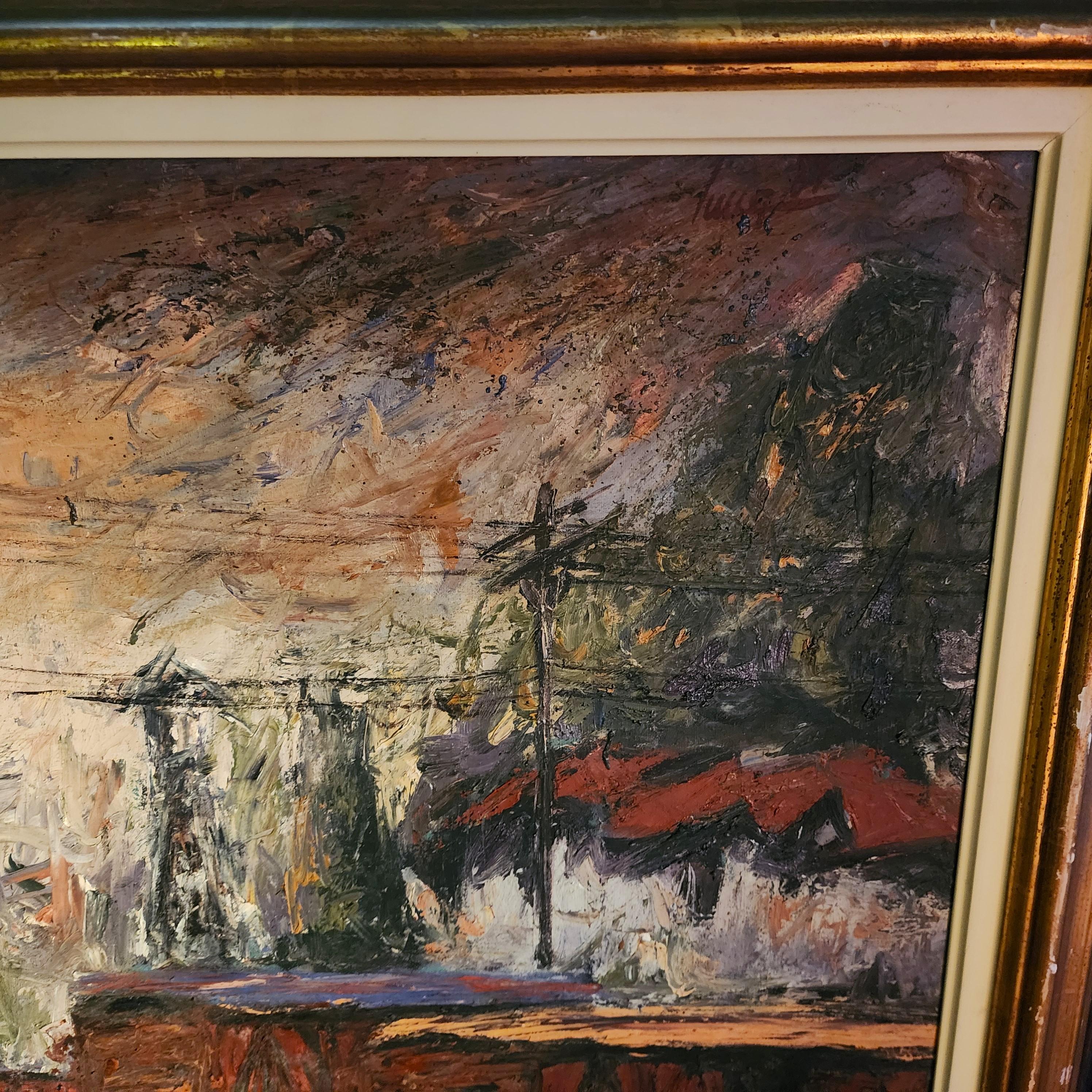 Signiertes Ölgemälde auf Leinwand 1989 im Angebot 5
