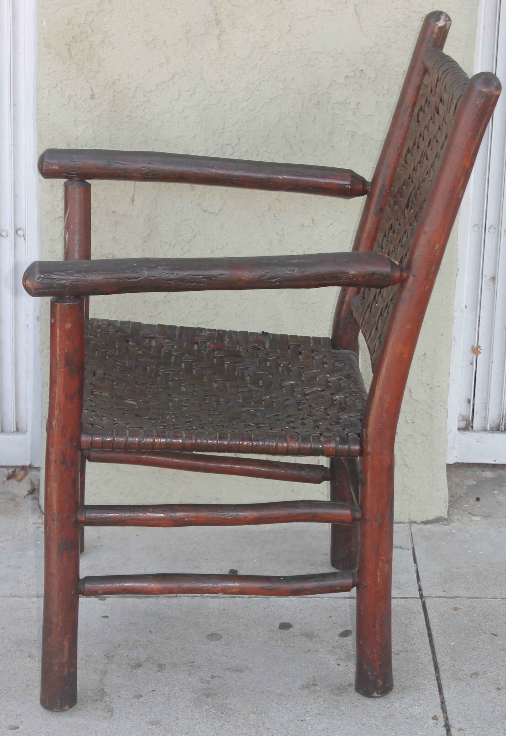 American Signed Old Hickory Arm Chairs, Set of Four