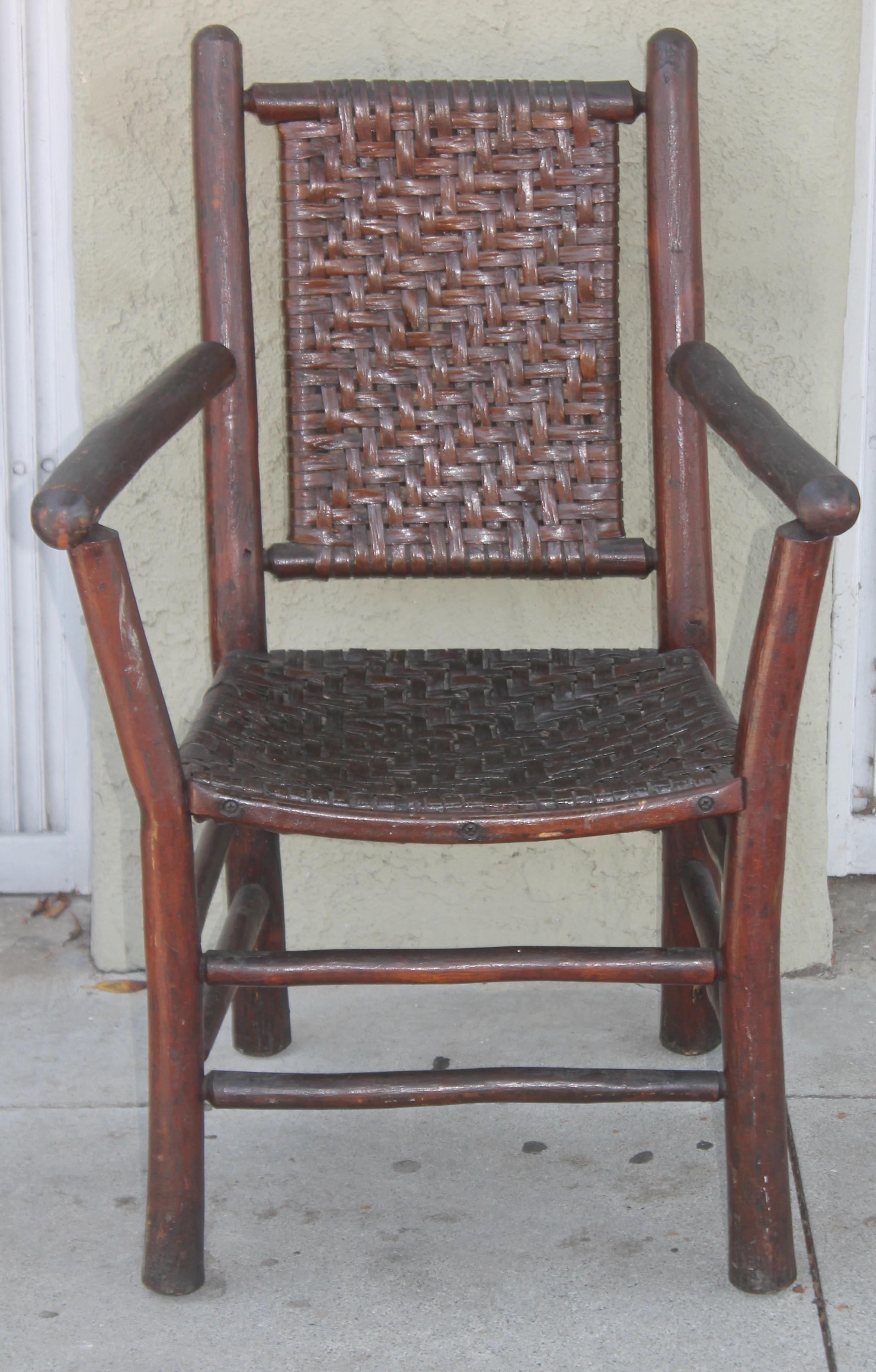Signed Old Hickory Arm Chairs, Set of Four In Good Condition In Los Angeles, CA