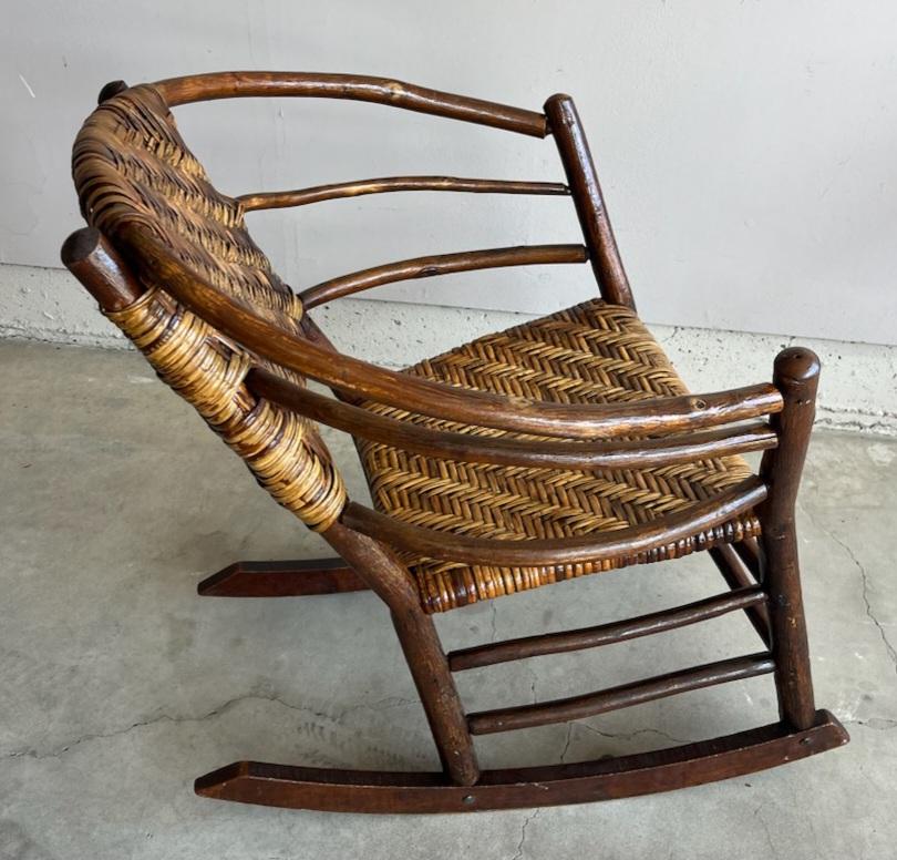 Early 20th Century Signed Old Hickory Hickory Rocking Chair For Sale
