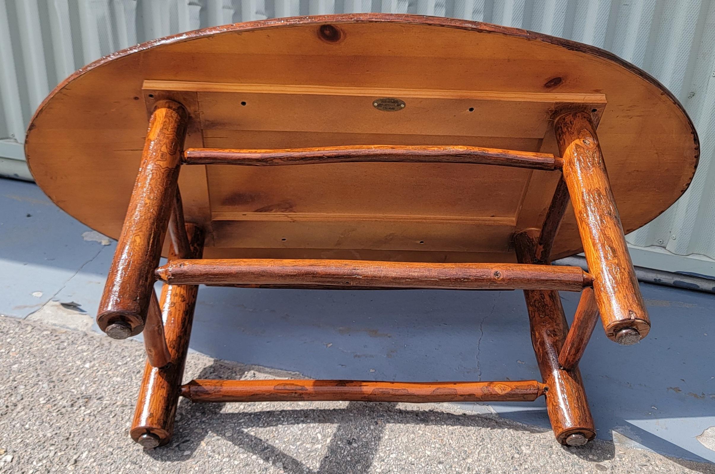Adirondack Signed Old Hickory Oval Coffee Table