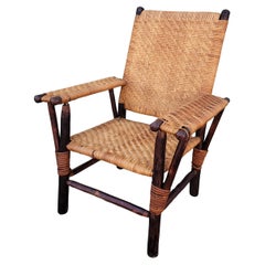 Signed Old Hickory & Rattan Arm Chair