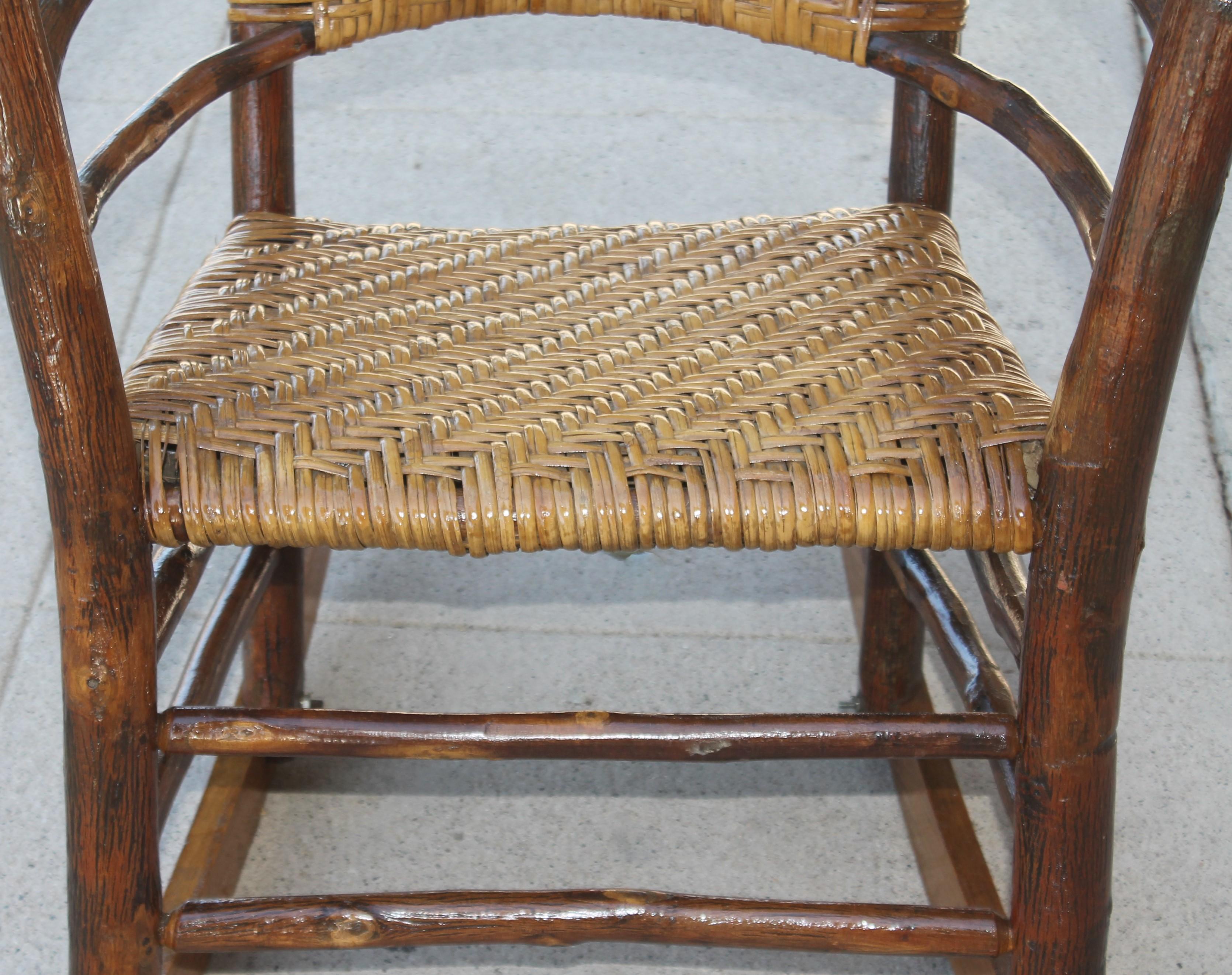 Hand-Crafted Signed Old Hickory Rocking Chairs, Pair